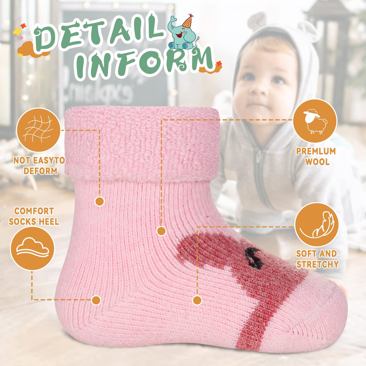 Eocom 6 Pairs Children's Wool Socks