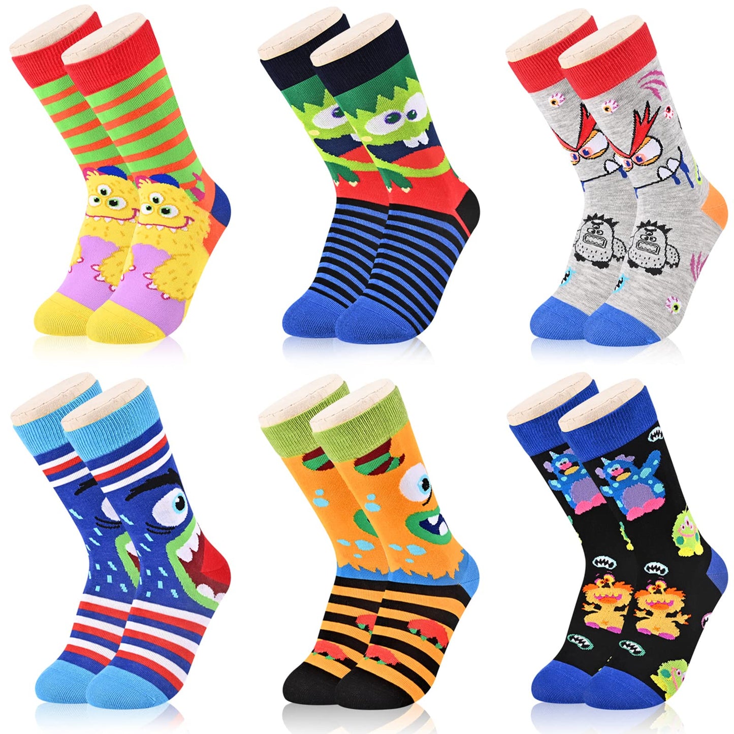 Kids Novelty Crew Socks 4-6 Pack + Gift Box