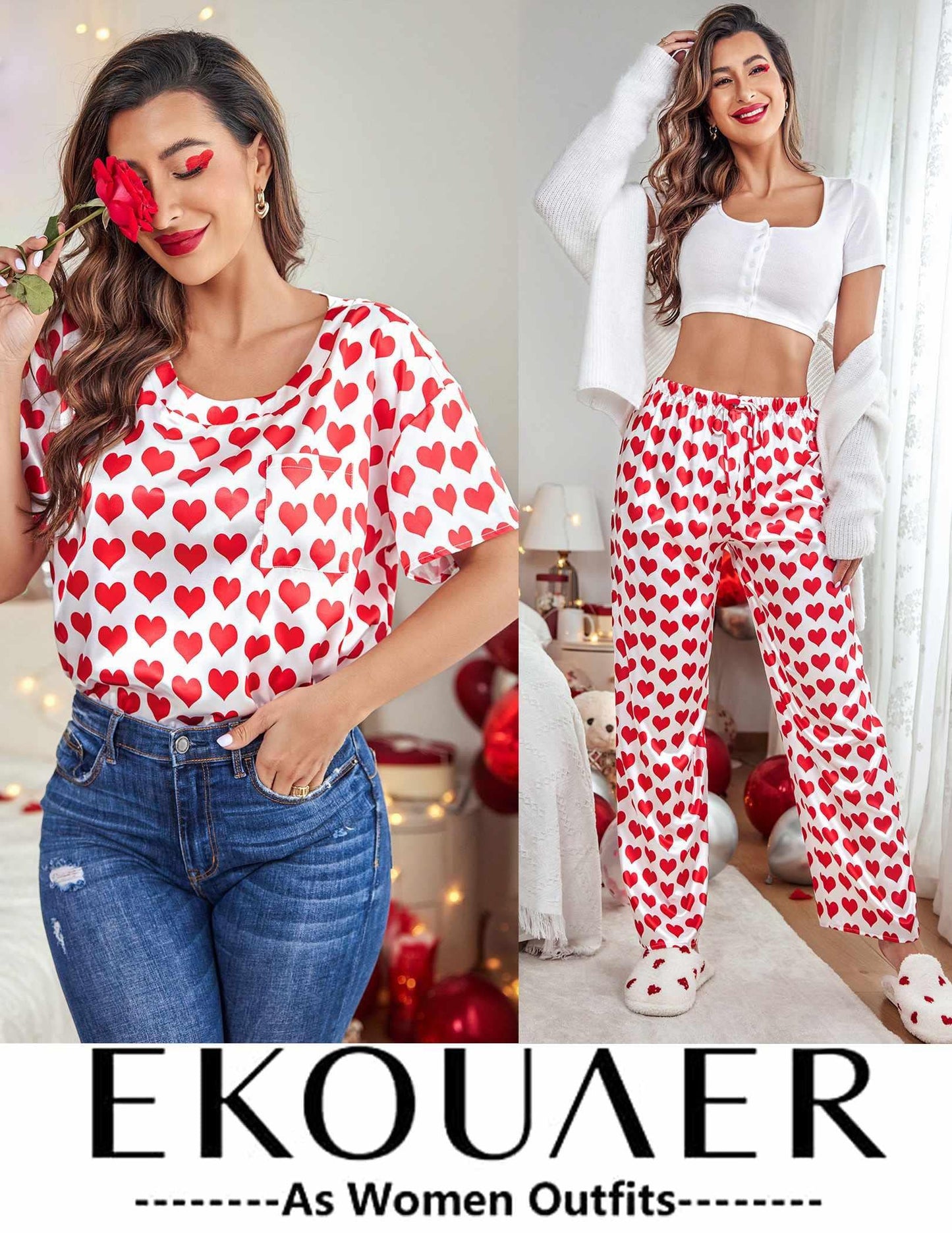 Ekouaer Silky Pajama Set