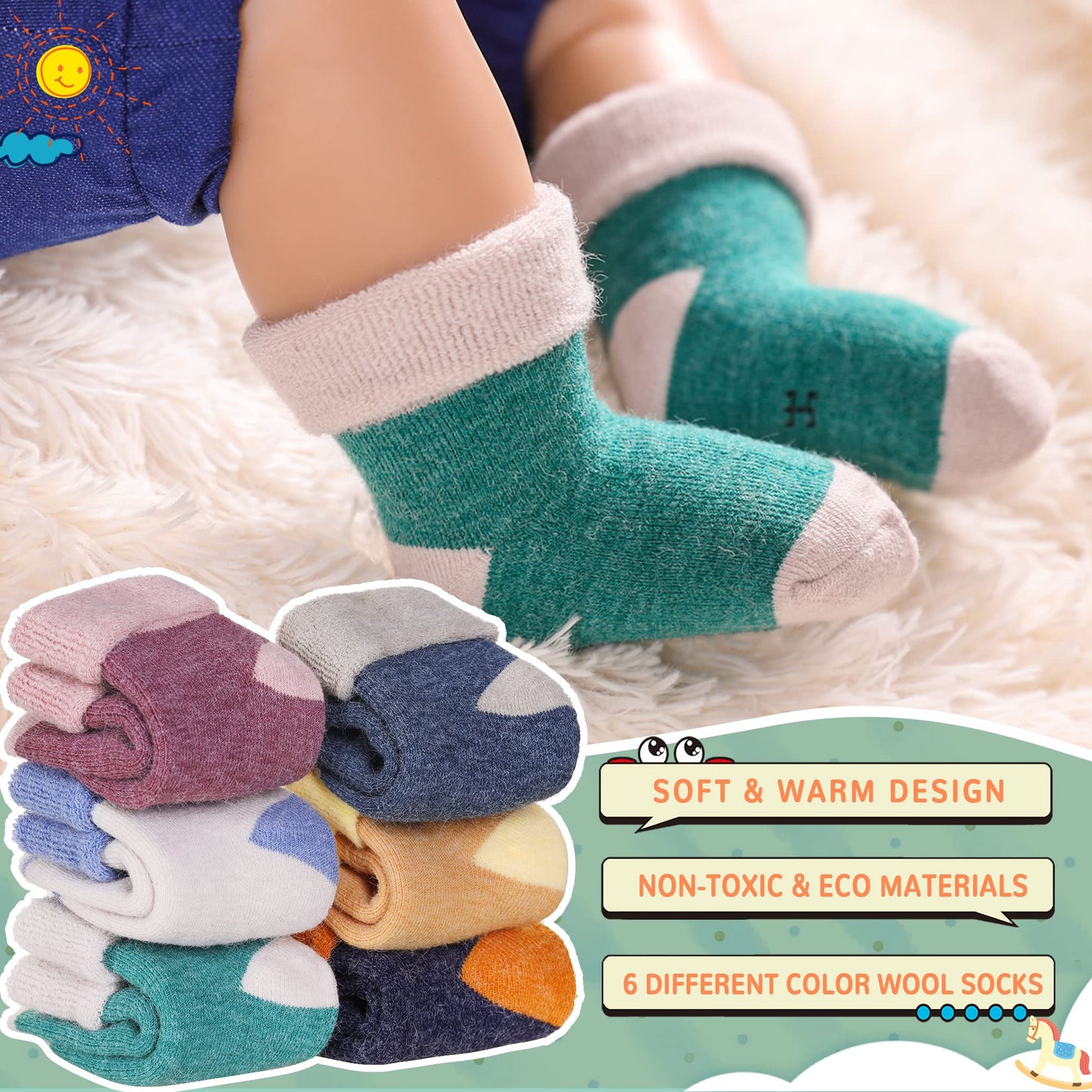 Eocom 6 Pairs Children's Wool Socks