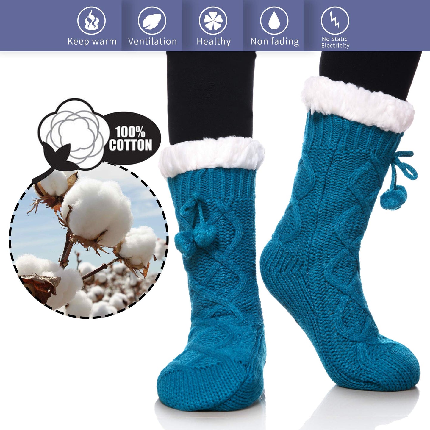 Yebing Warm Non Slip Slipper Socks