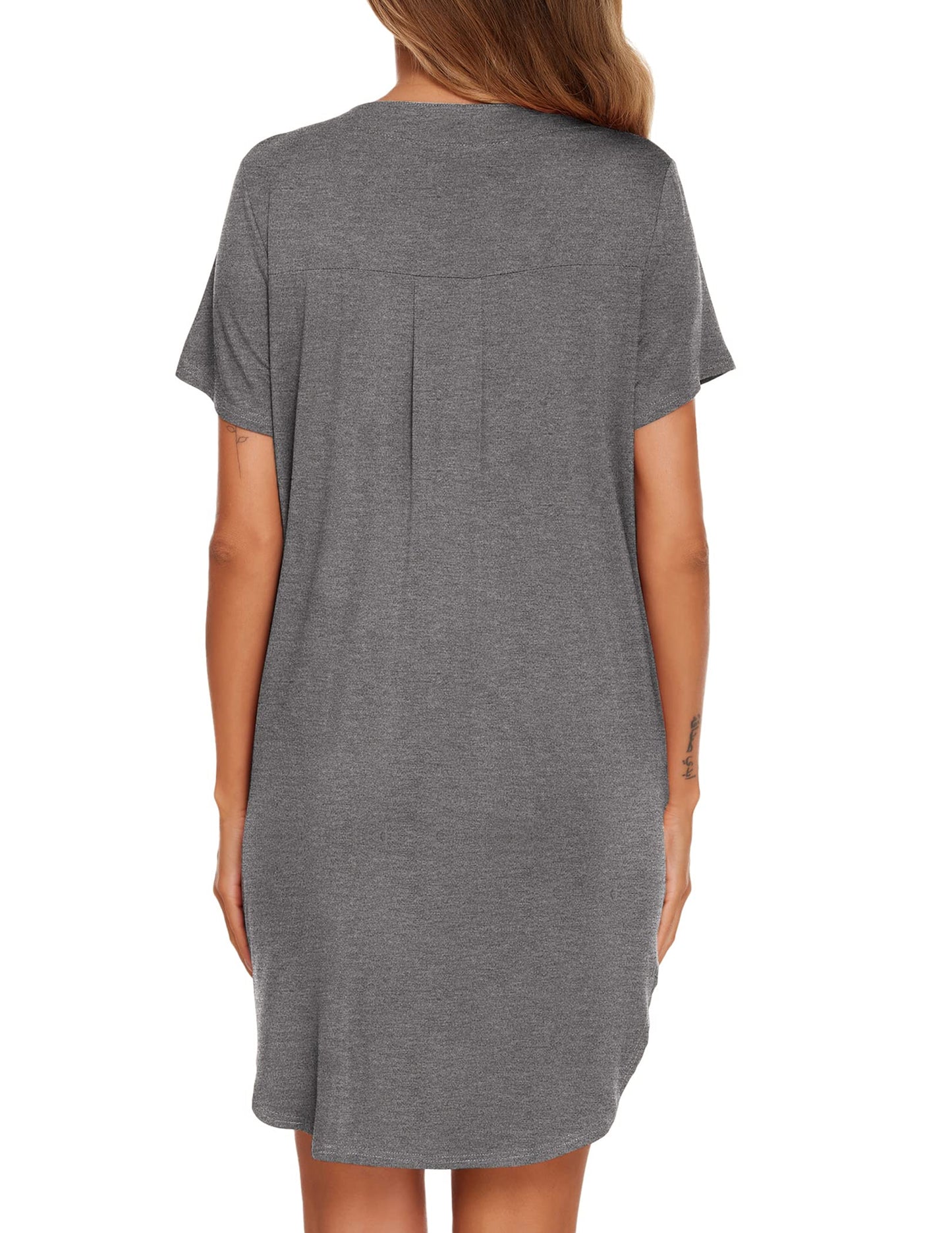 Ekouaer V Neck Button Down Nightgown