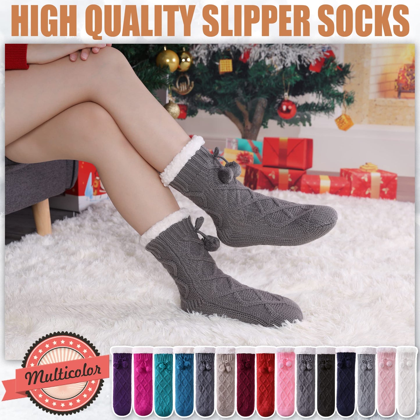 Yebing Warm Non Slip Slipper Socks