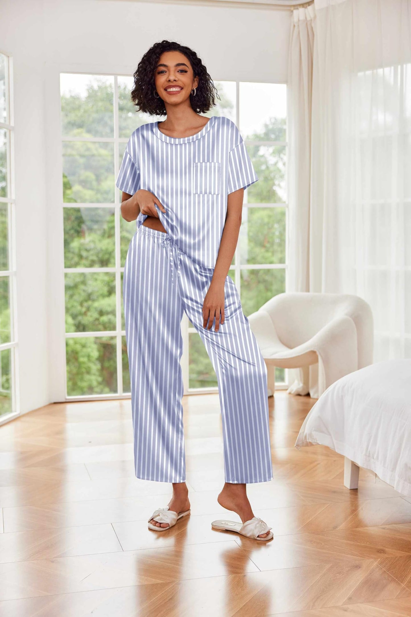 Ekouaer Silky Pajama Set