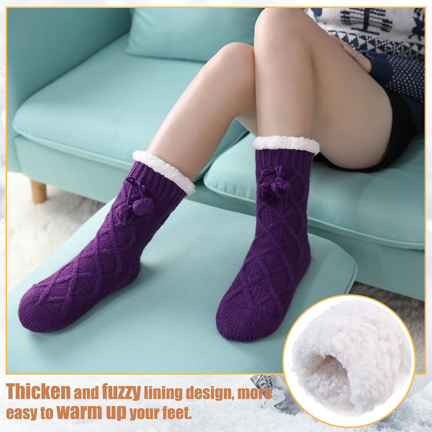 Yebing Warm Non Slip Slipper Socks