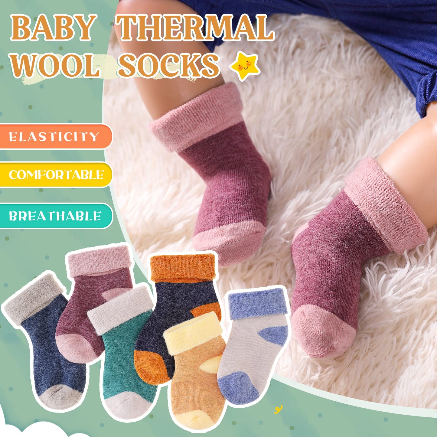 Eocom 6 Pairs Children's Wool Socks