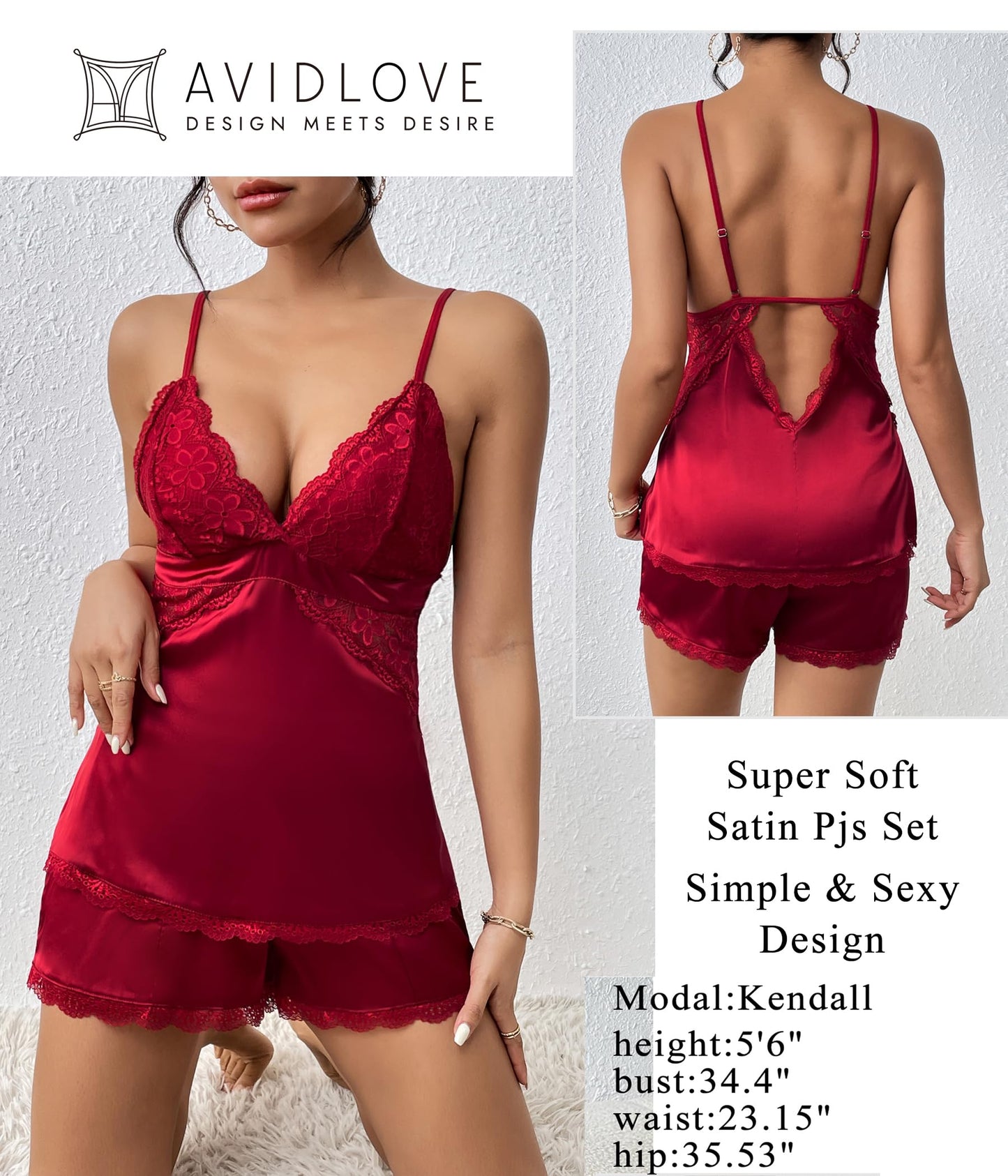 Avidlove Satin & Lace Pajamas Set