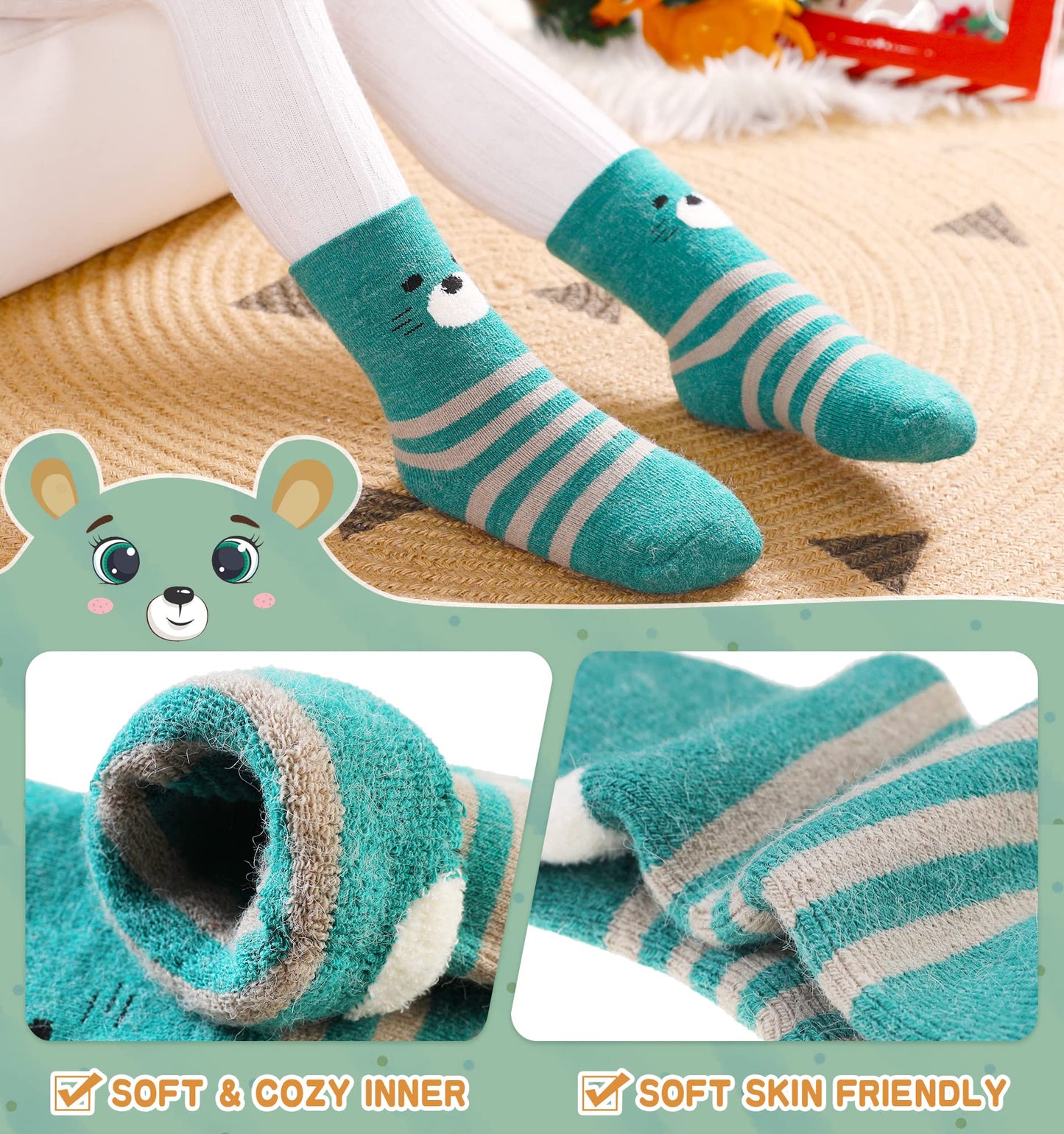 Eocom 6 Pairs Children's Wool Socks