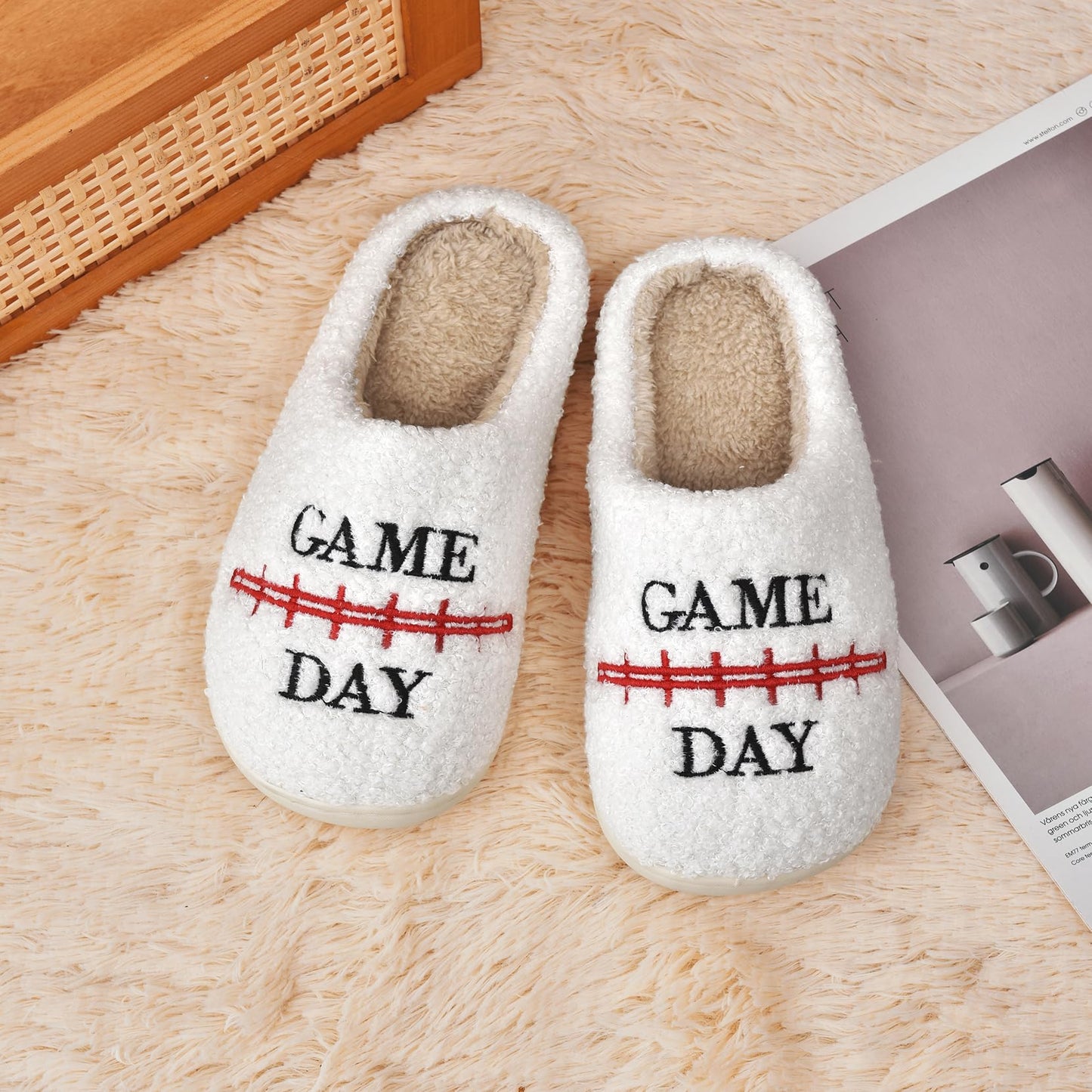 INMINPIN Kids Memory Foam Non-Slip Slippers for Sports Fan