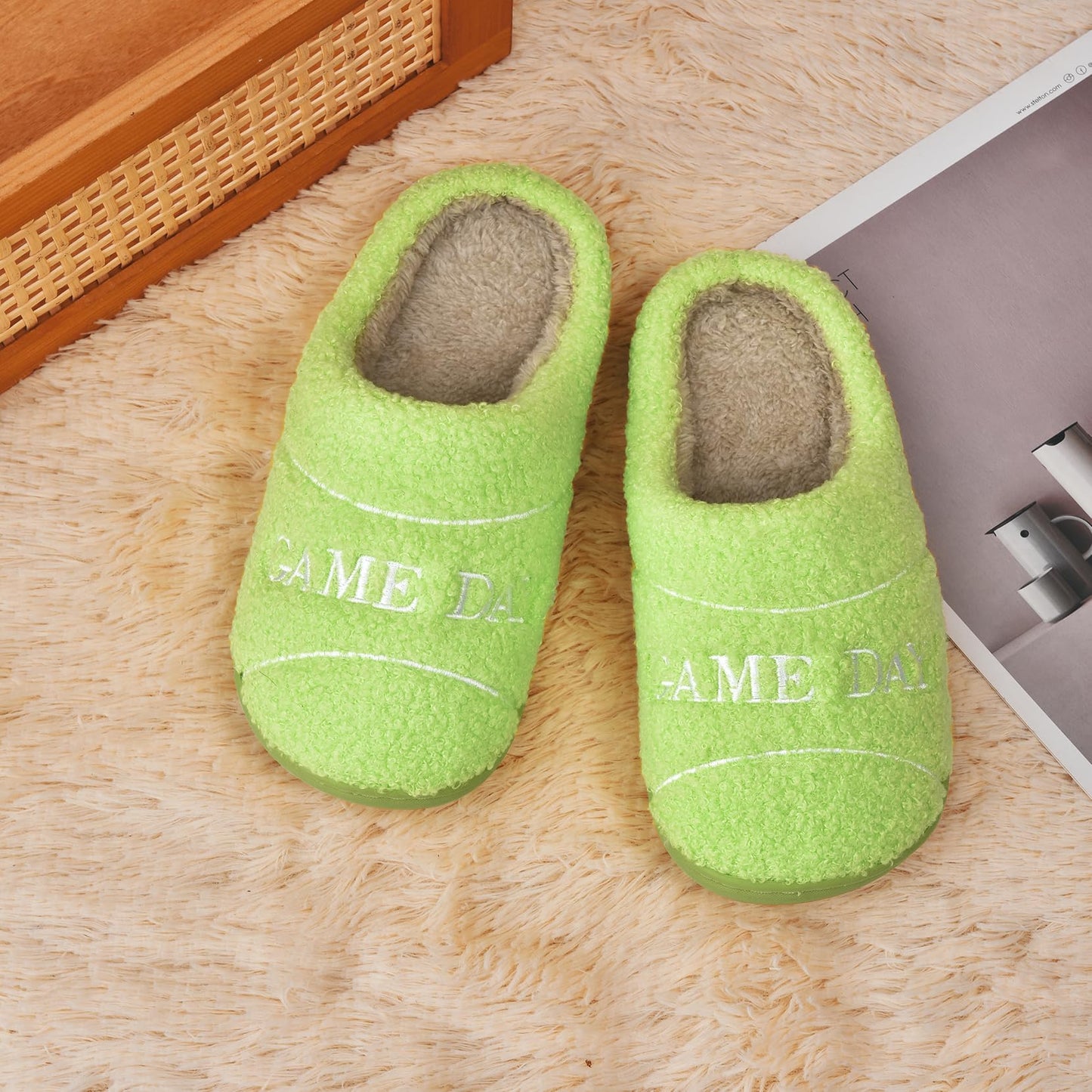 INMINPIN Kids Memory Foam Non-Slip Slippers for Sports Fan