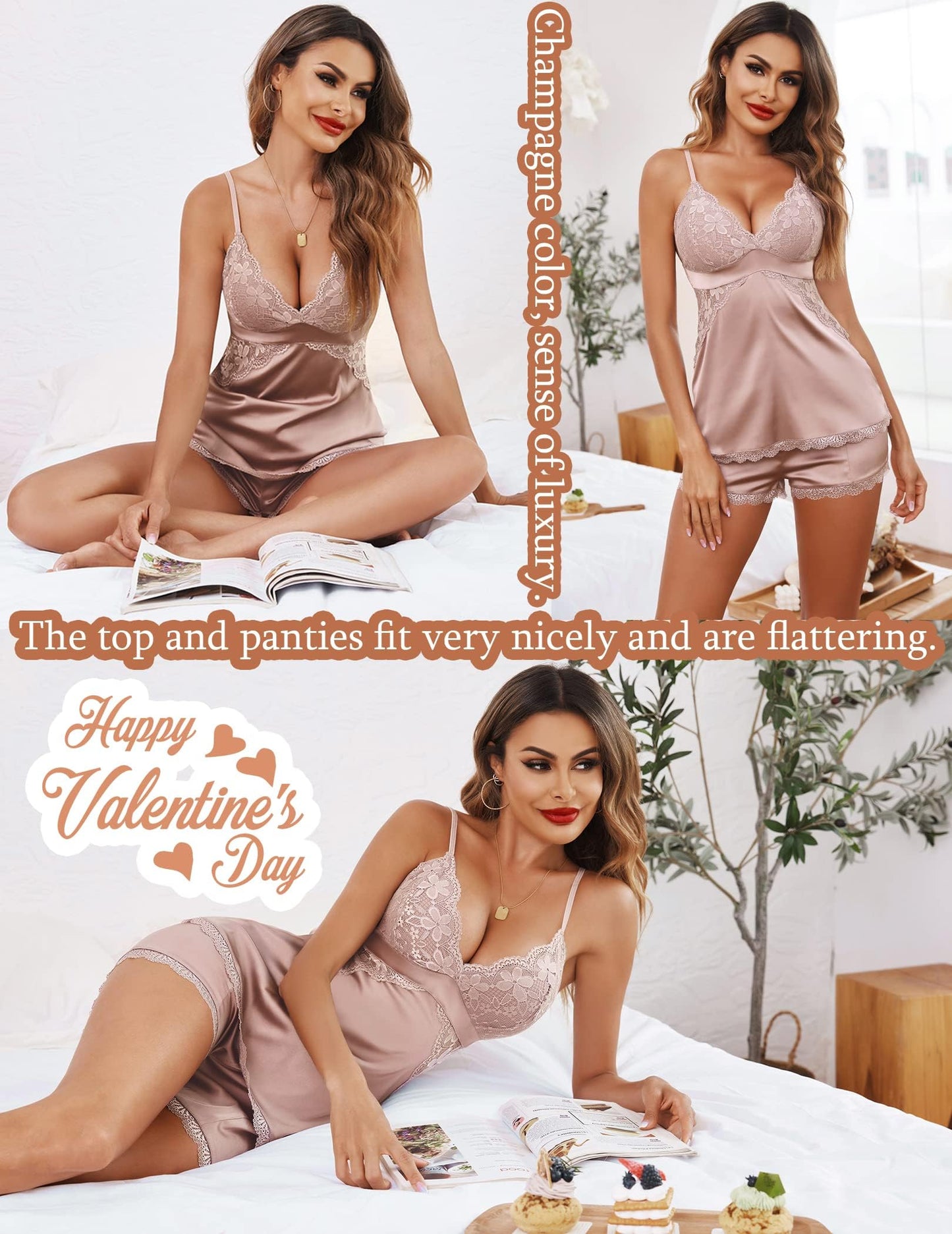 Avidlove Satin & Lace Pajamas Set