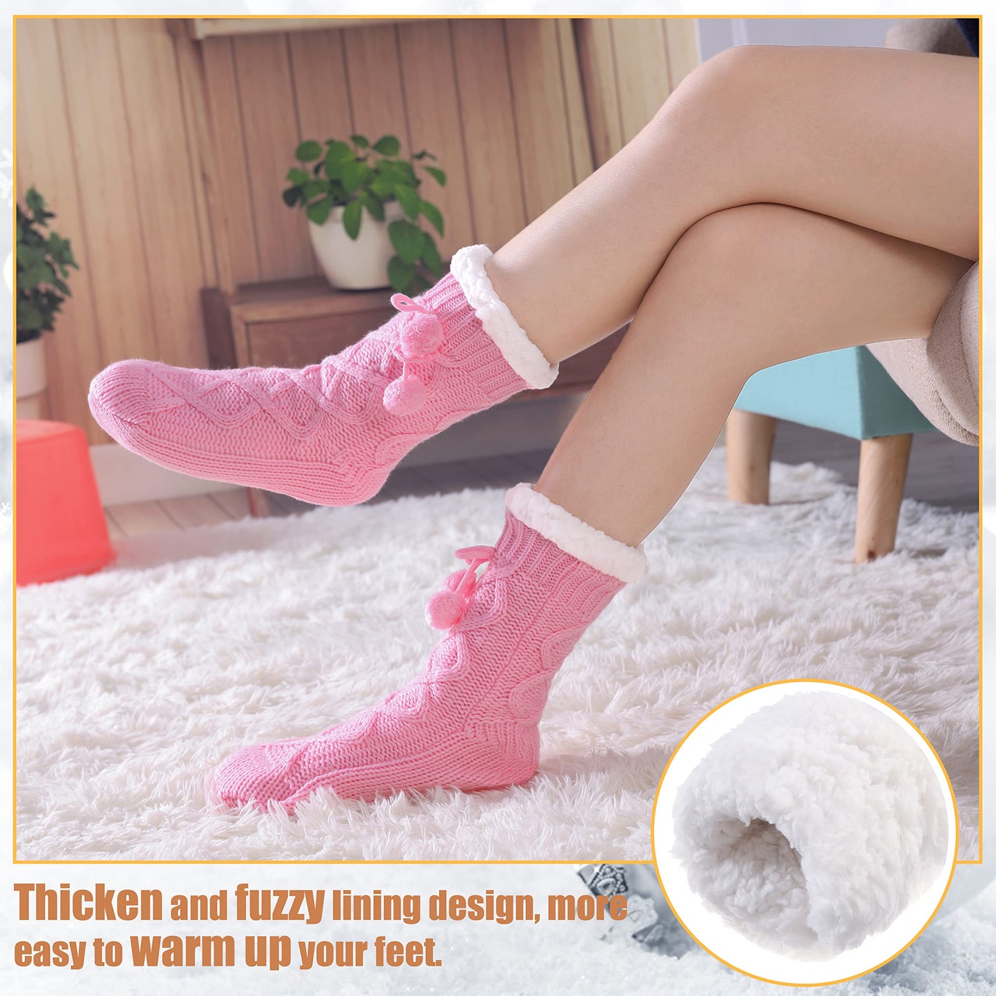 Yebing Warm Non Slip Slipper Socks