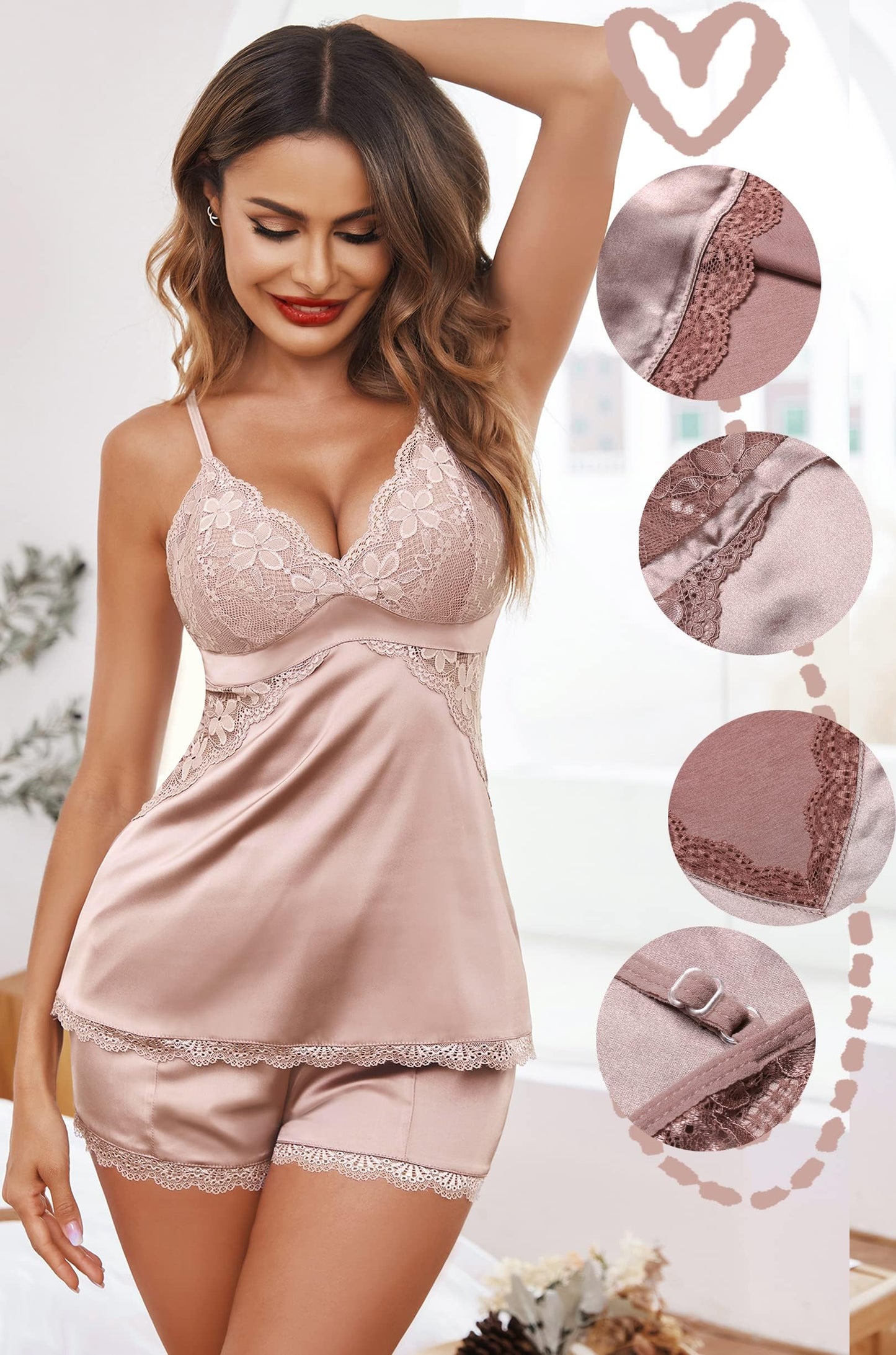 Avidlove Satin & Lace Pajamas Set