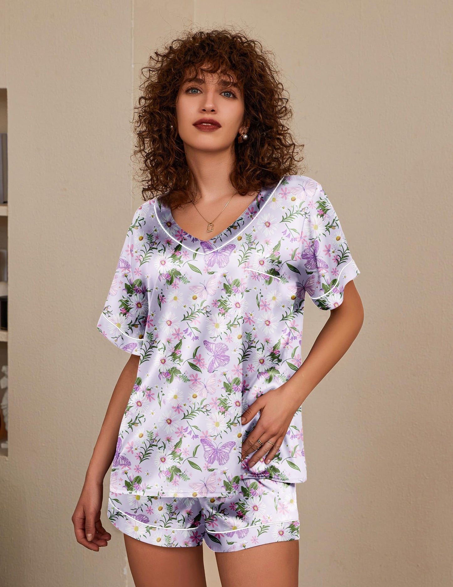 Ekouaer Silk Pajama Set