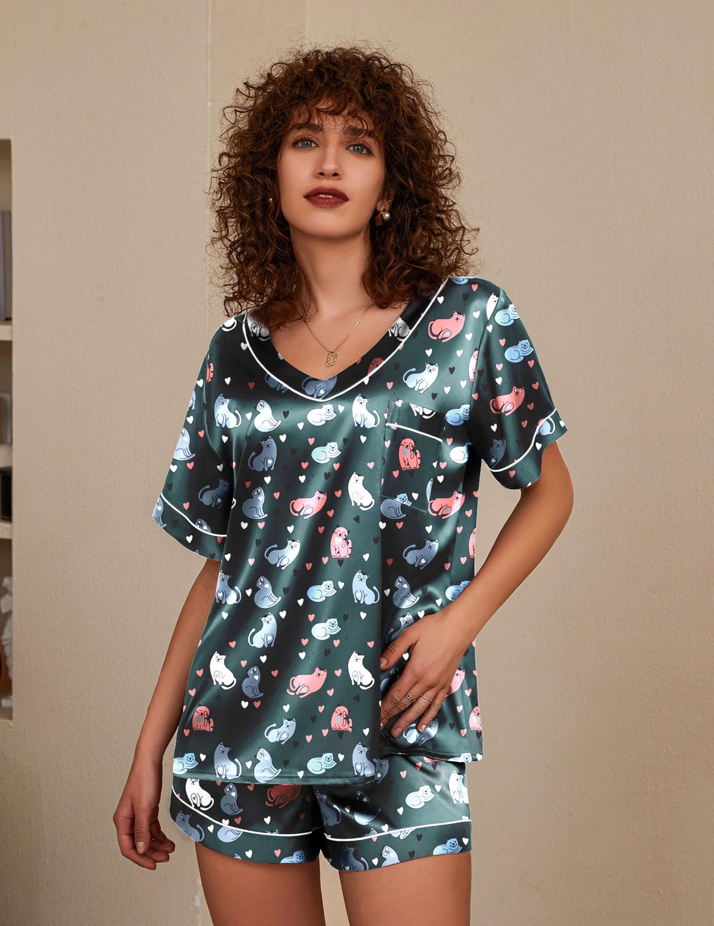 Ekouaer Silk Pajama Set