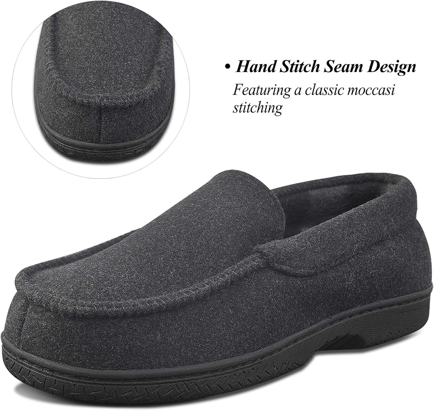 DL Men's Memory Foam Moccasin Slippers