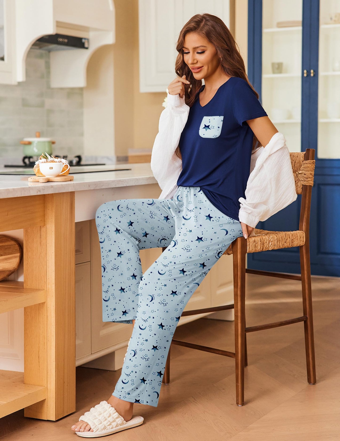 Ekouaer 2 Piece Short Sleeve Pj Set