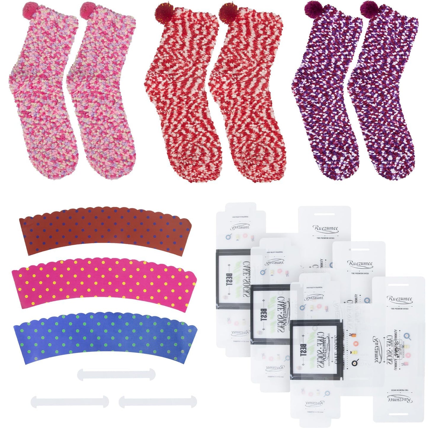 YSense 3 Pairs Fuzzy Socks