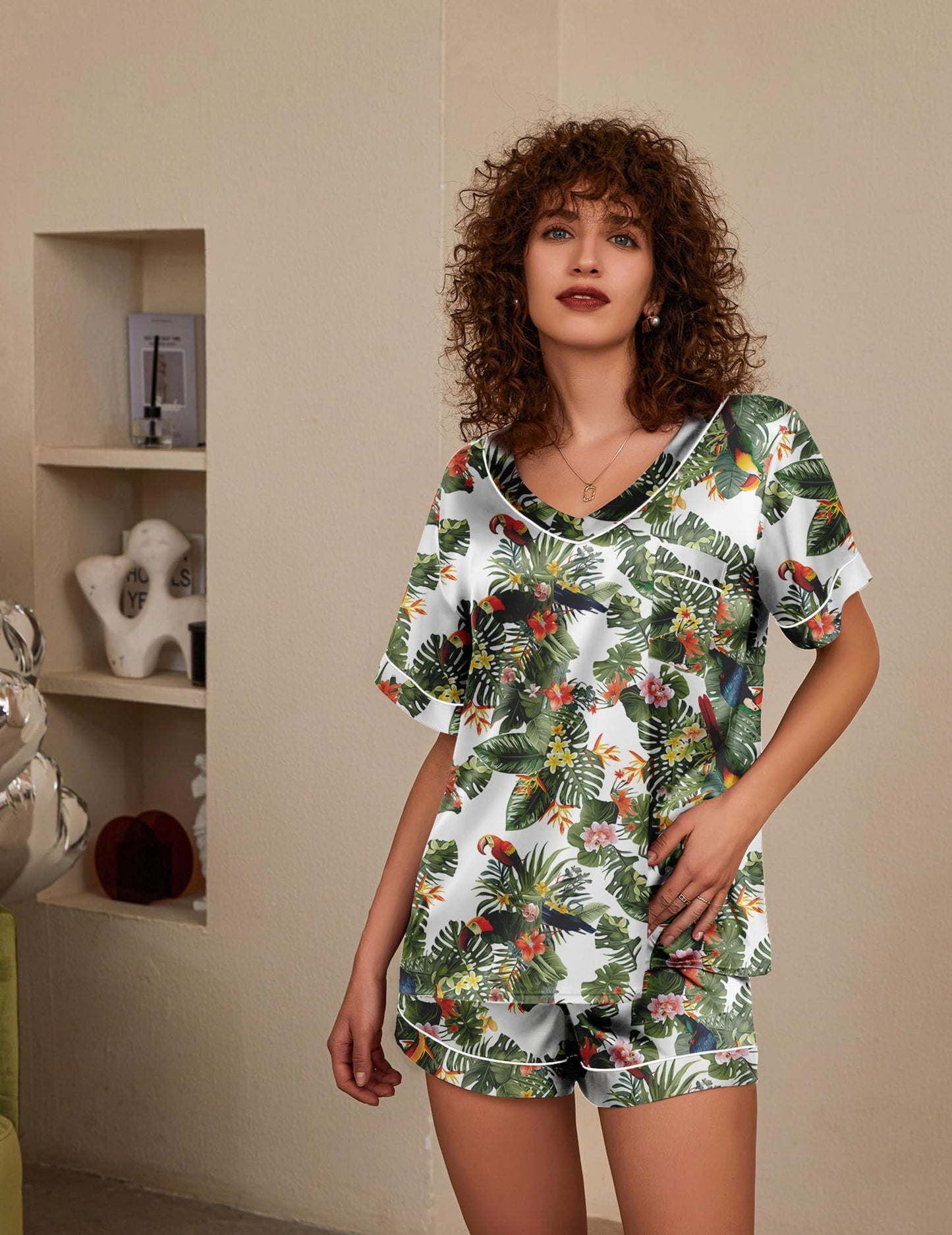 Ekouaer Silk Pajama Set