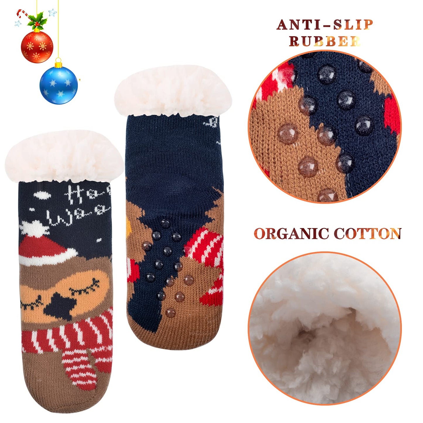 FENELY Kids 3 Pairs Fuzzy Slipper Socks