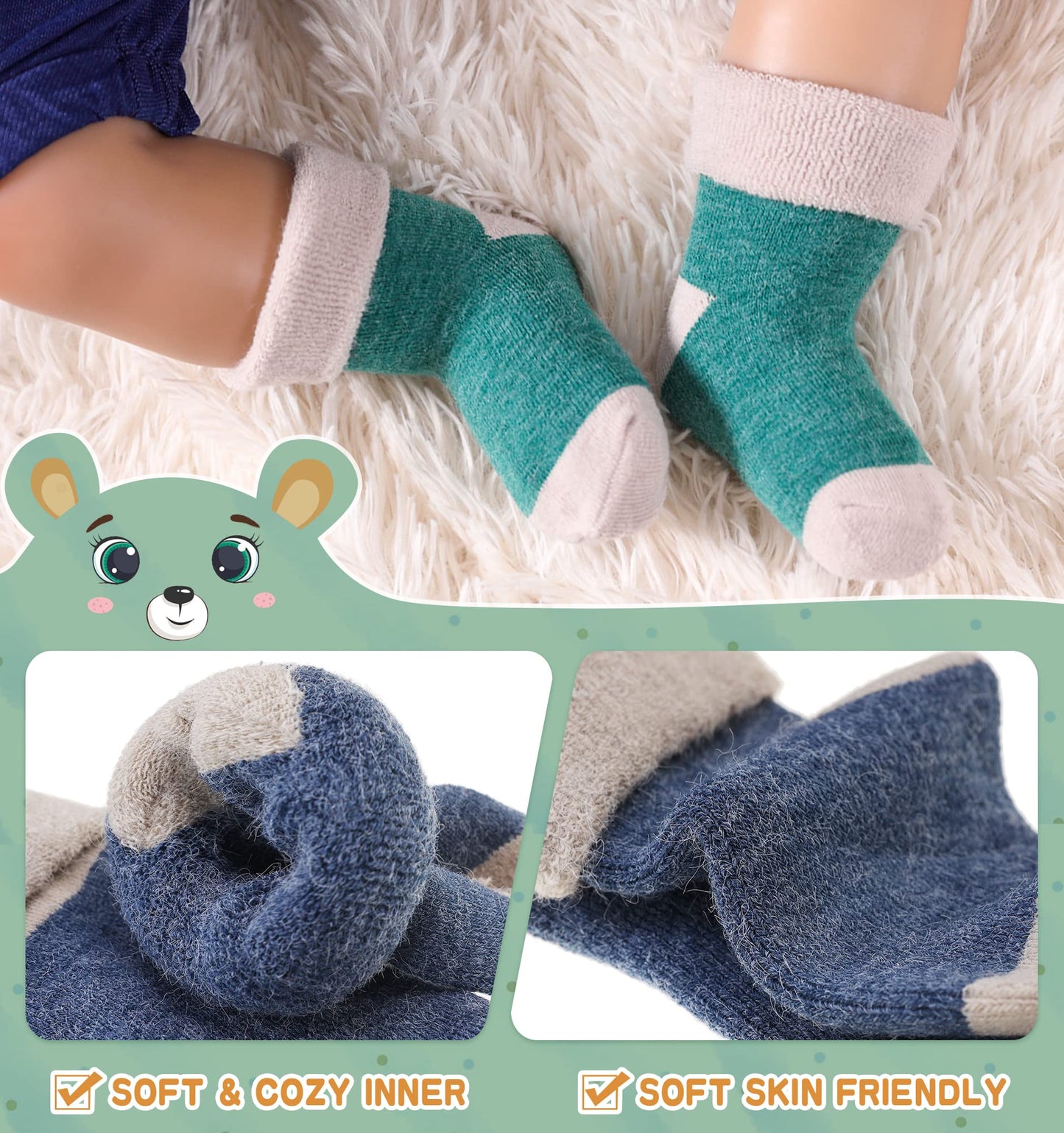 Eocom 6 Pairs Children's Wool Socks