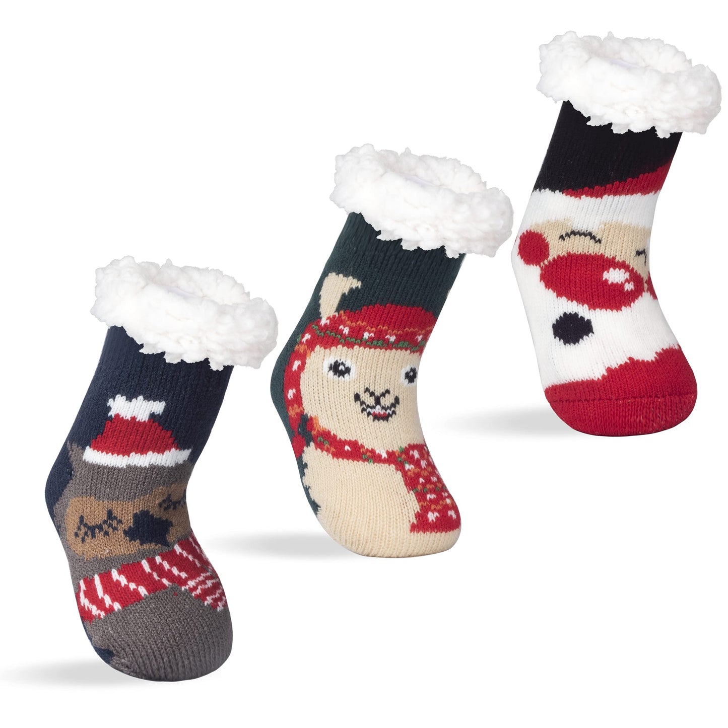 FENELY Kids 3 Pairs Fuzzy Slipper Socks