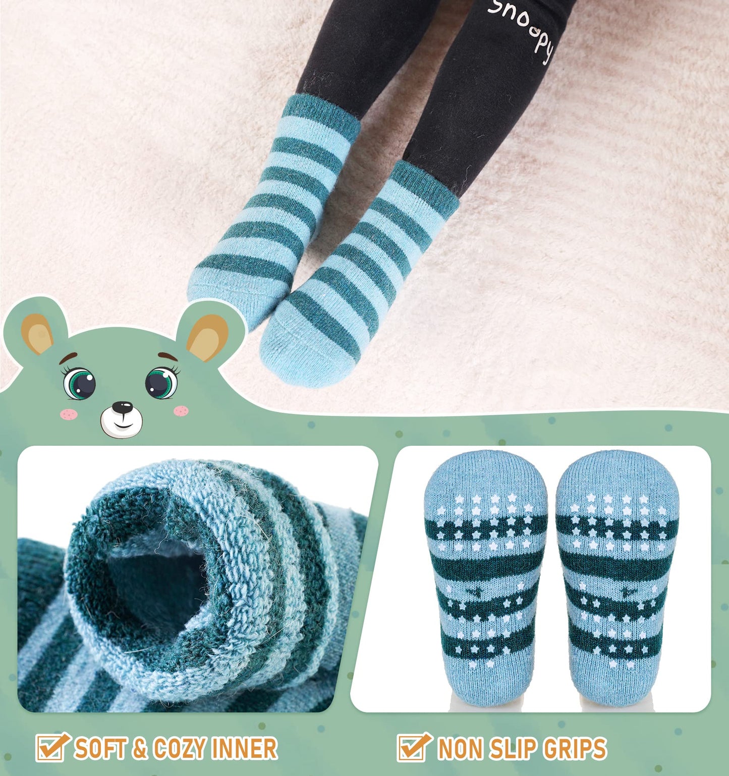 Eocom 6 Pairs Children's Wool Socks