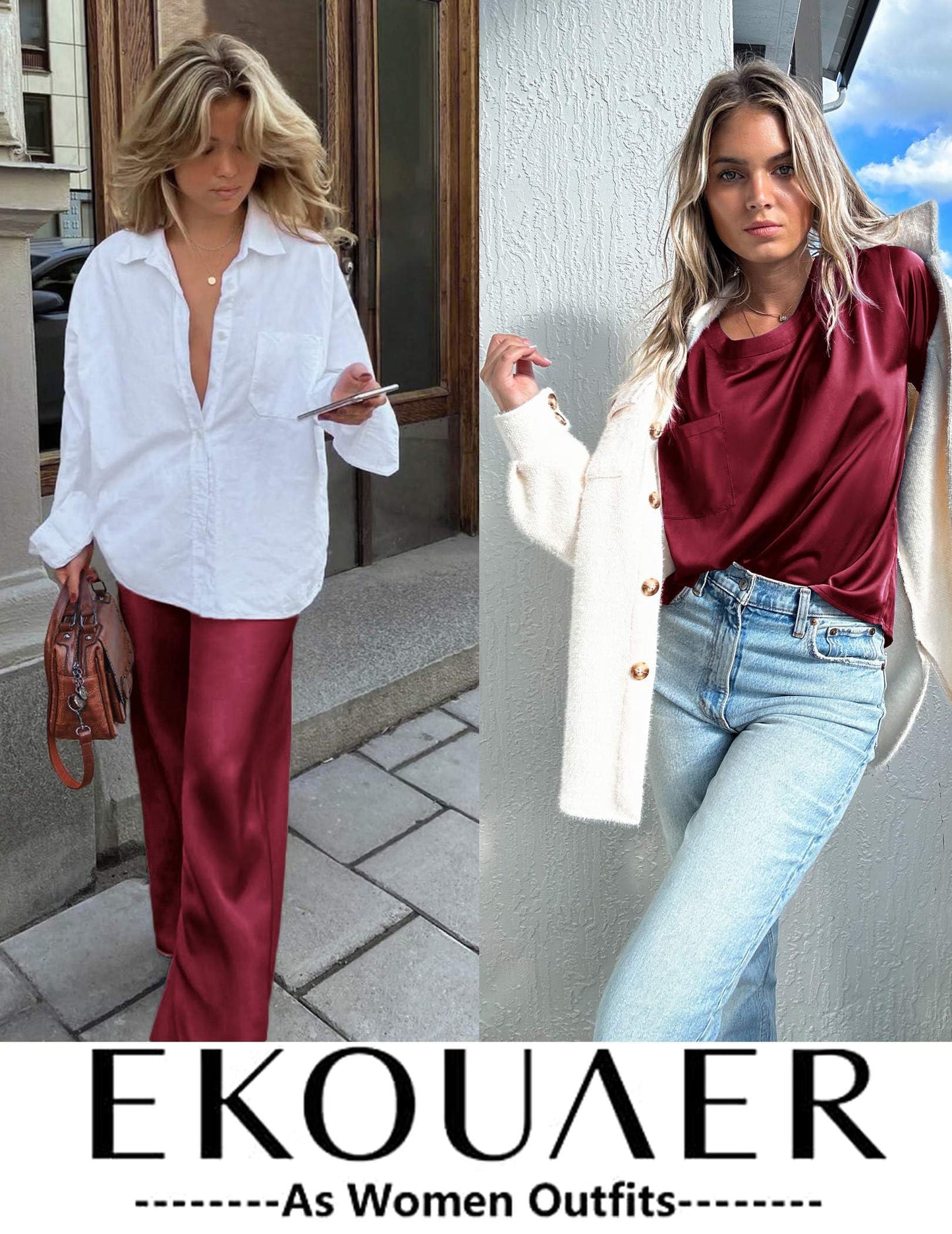 Ekouaer Silky Pajama Set