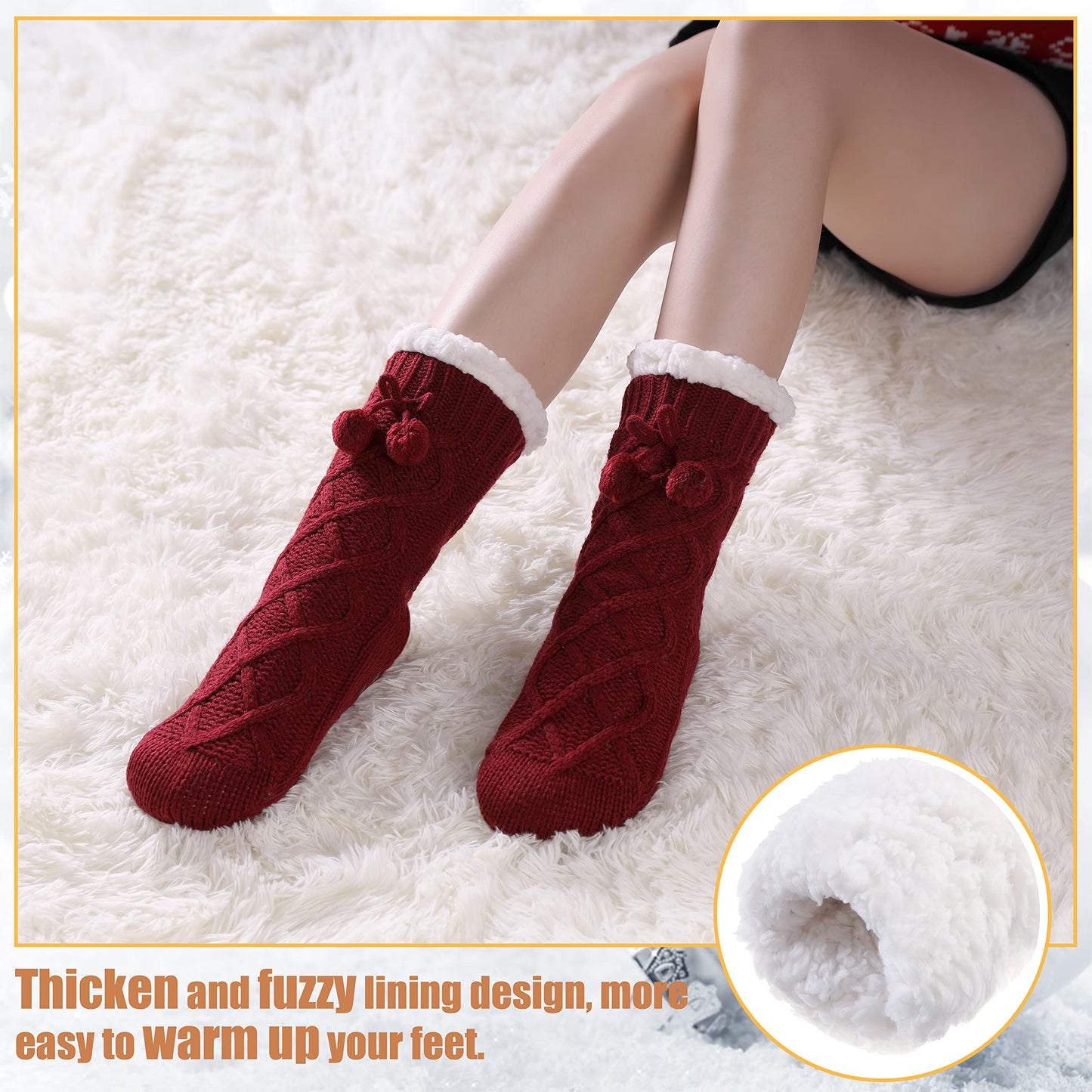 Yebing Warm Non Slip Slipper Socks