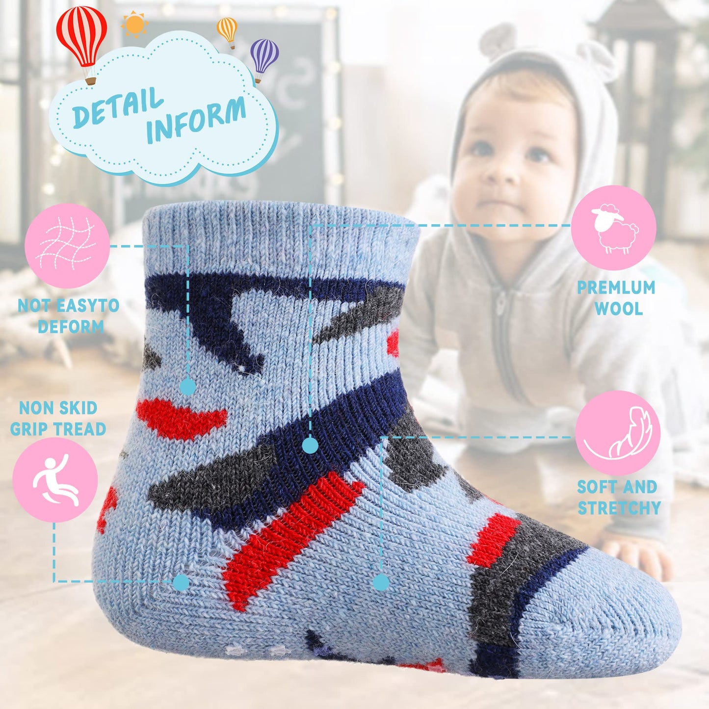 Eocom 6 Pairs Children's Wool Socks