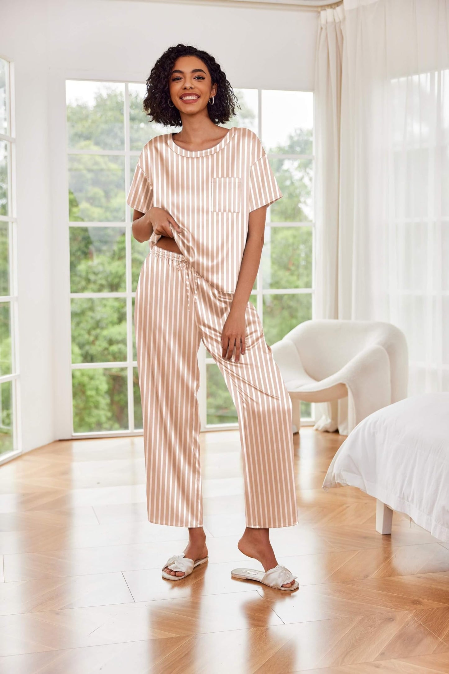 Ekouaer Silky Pajama Set