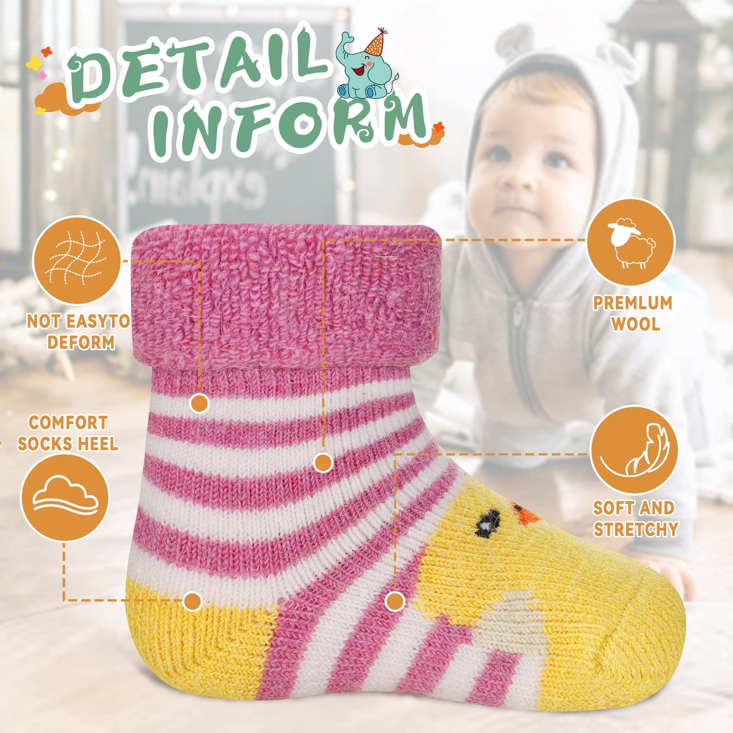 Eocom 6 Pairs Children's Wool Socks