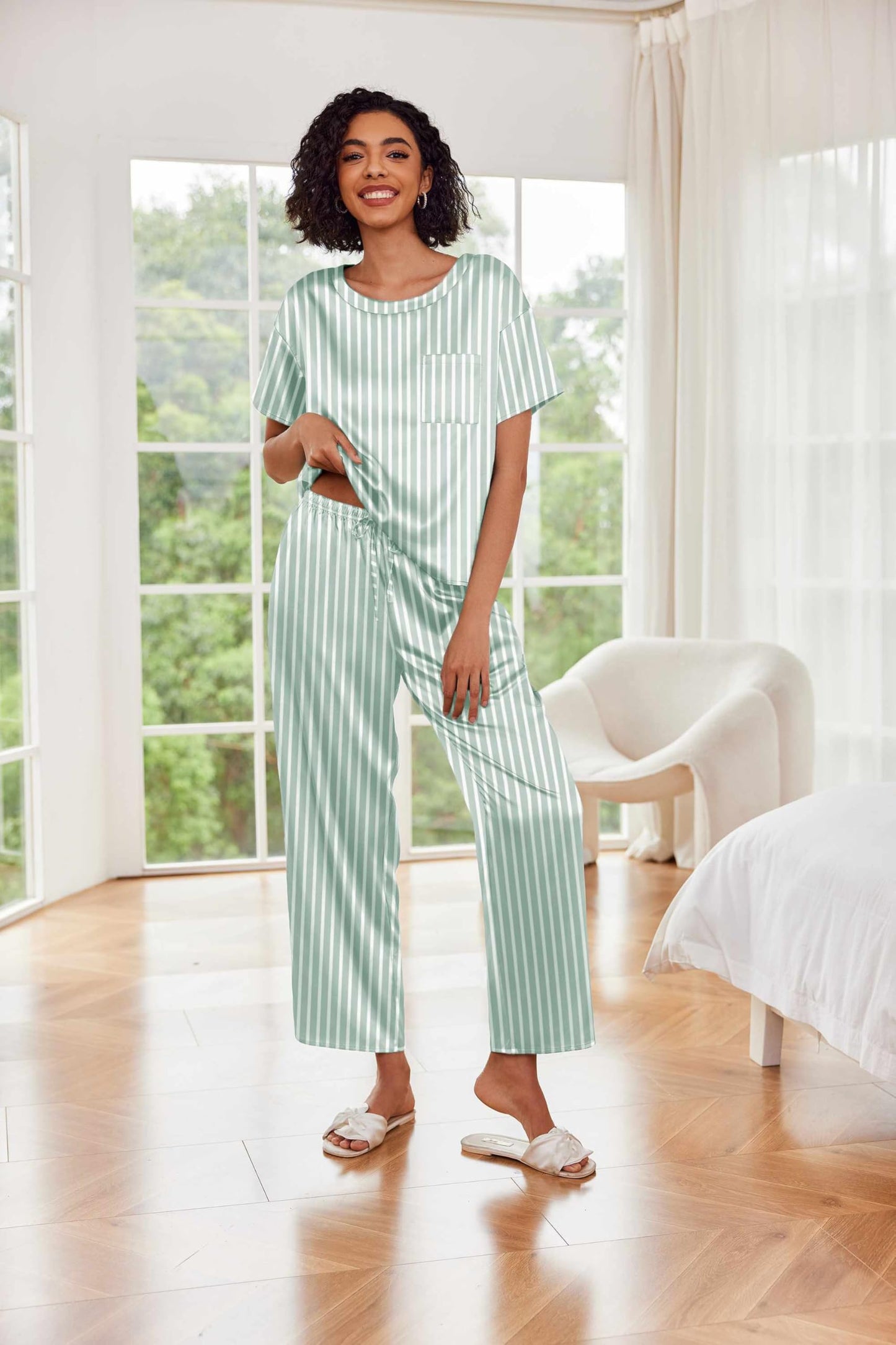 Ekouaer Silky Pajama Set