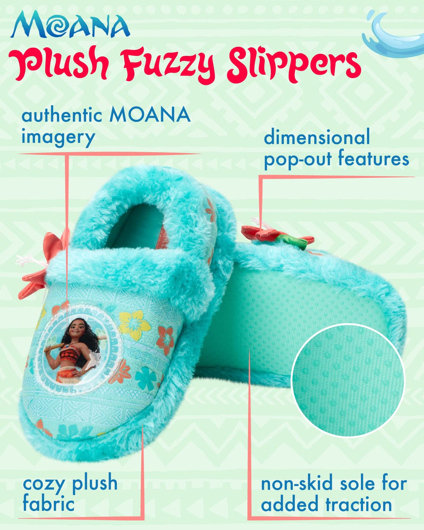 Princess Moana Plush Fuzzy Slippers (Toddler/Little Girl)