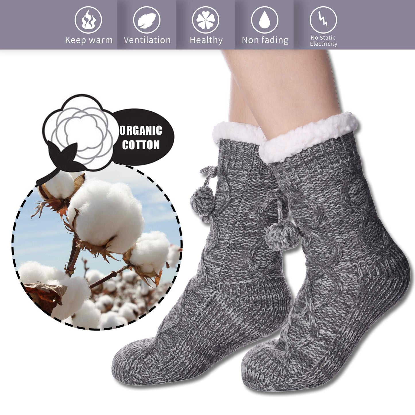 Yebing Warm Non Slip Slipper Socks