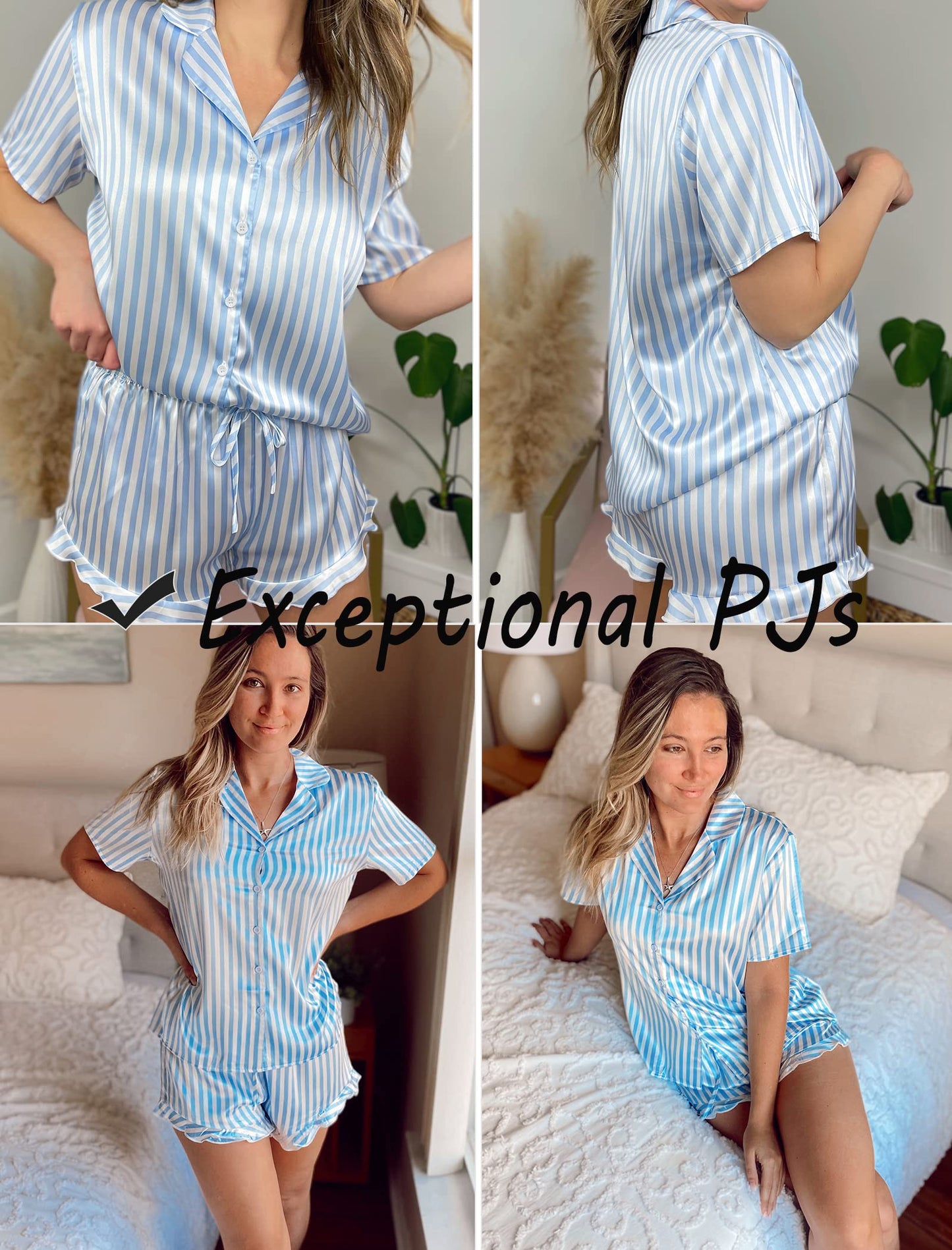 HOTOUCH  2 Piece Satin Pajamas Set