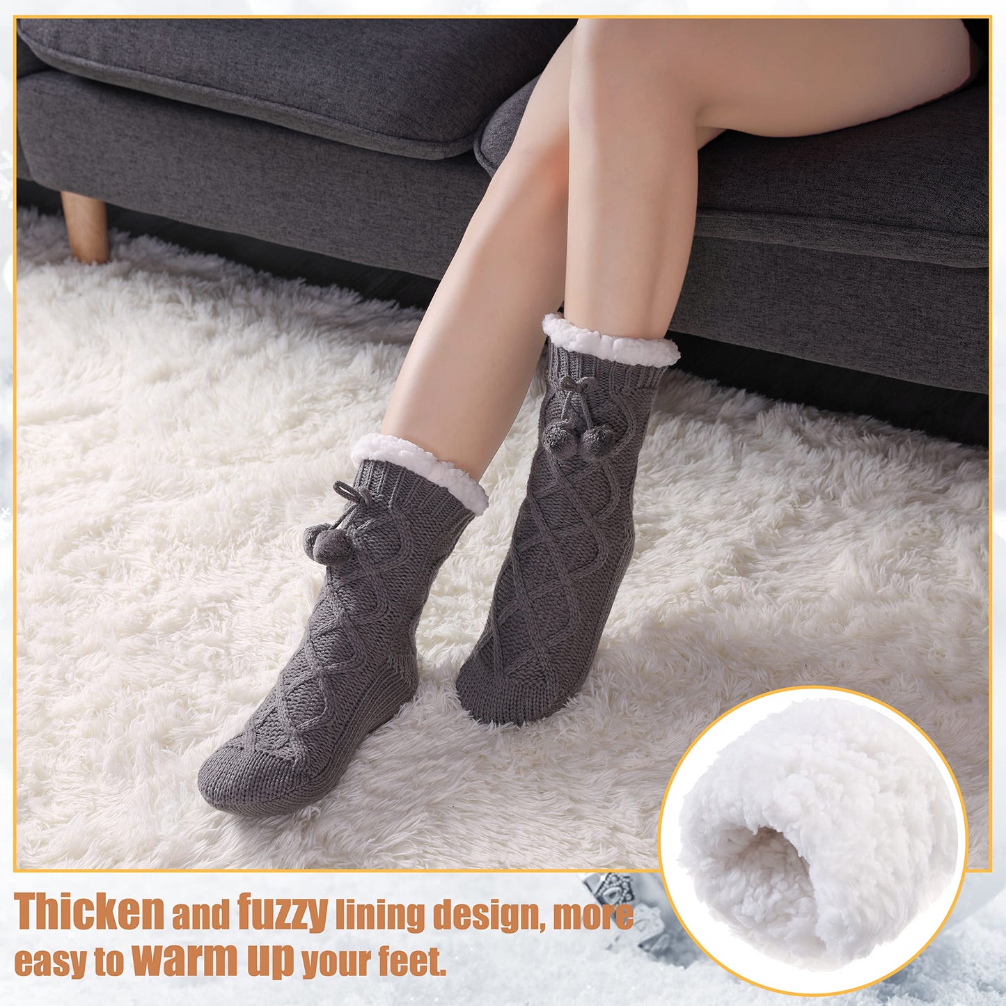 Yebing Warm Non Slip Slipper Socks