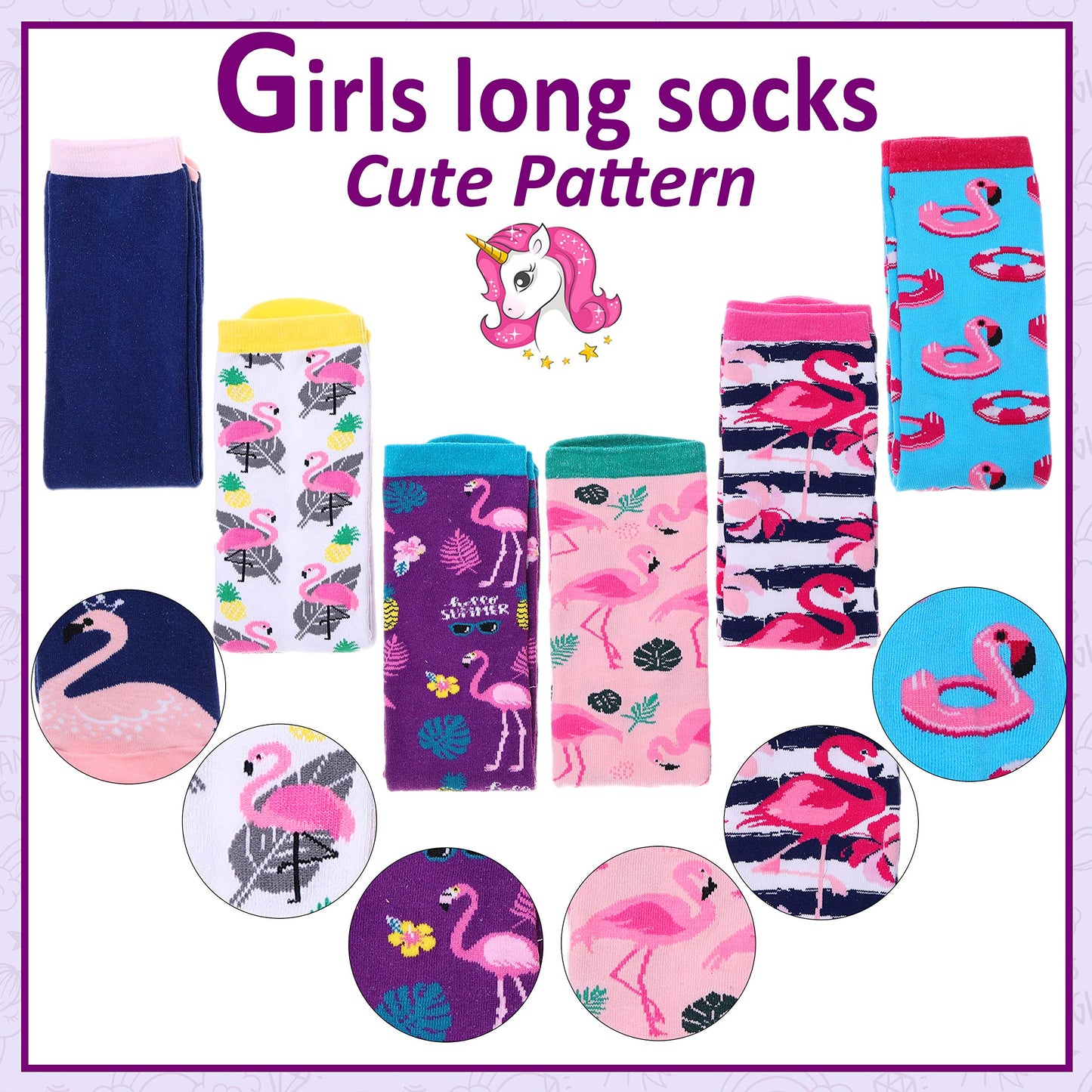 MOGGEI 6 Pairs Kids Girls Knee High Socks