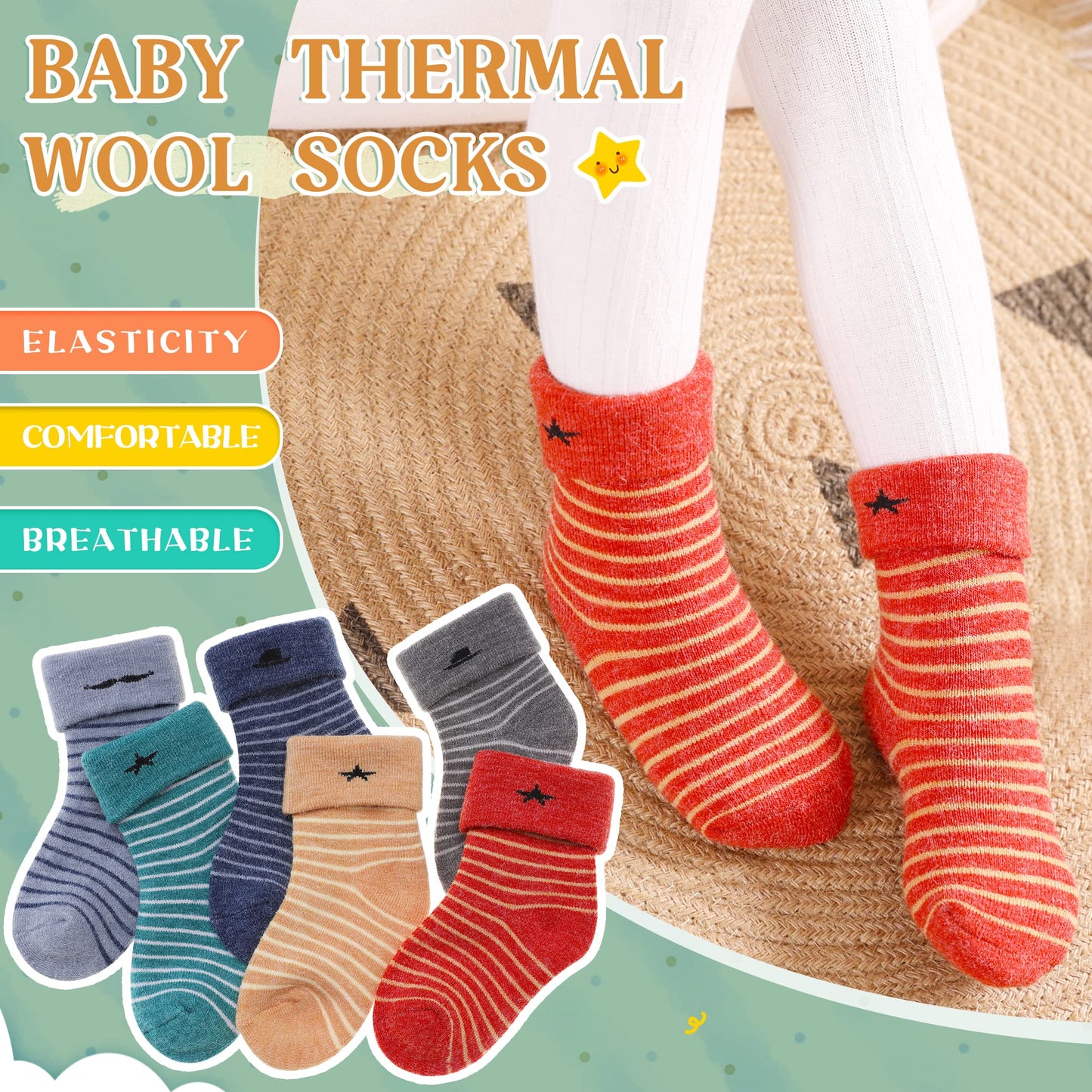 Eocom 6 Pairs Children's Wool Socks