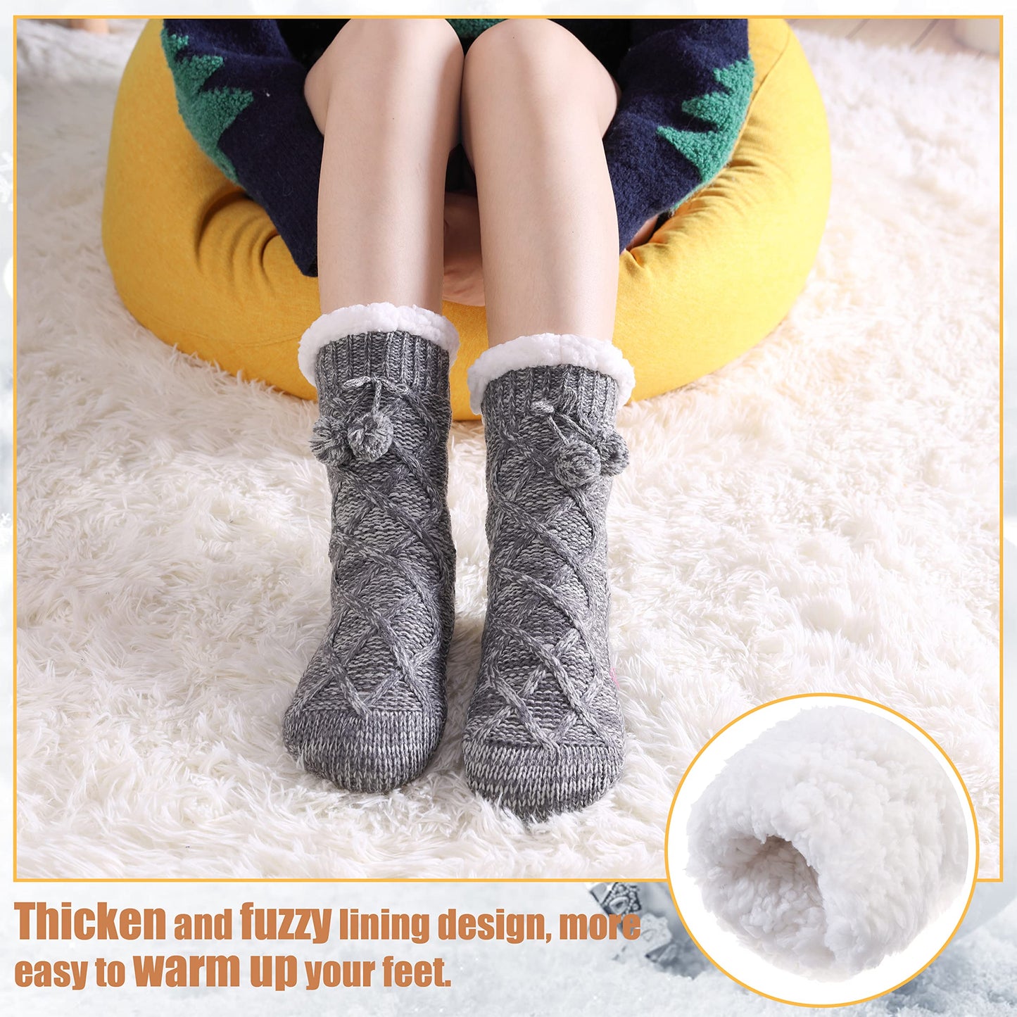 Yebing Warm Non Slip Slipper Socks