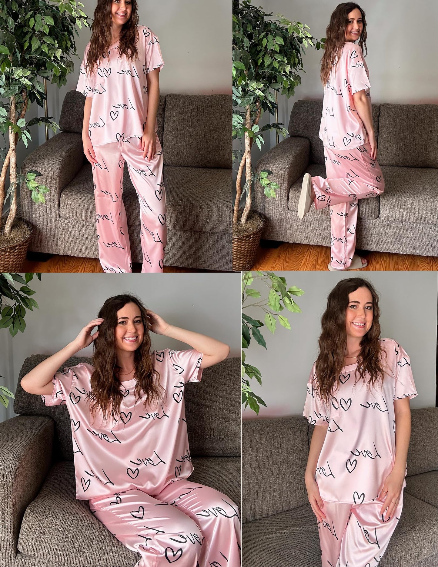 Ekouaer Silky Pajama Set