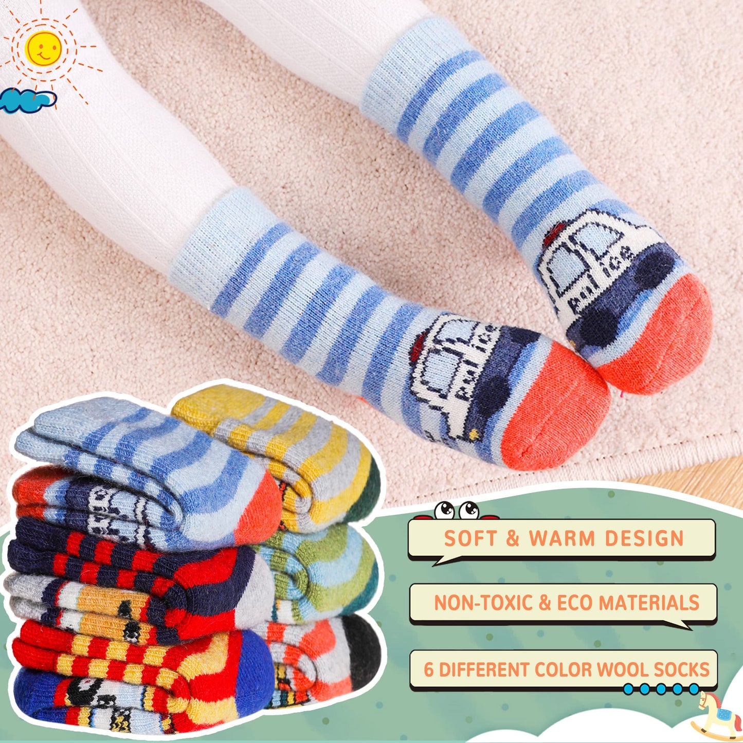 Eocom 6 Pairs Children's Wool Socks