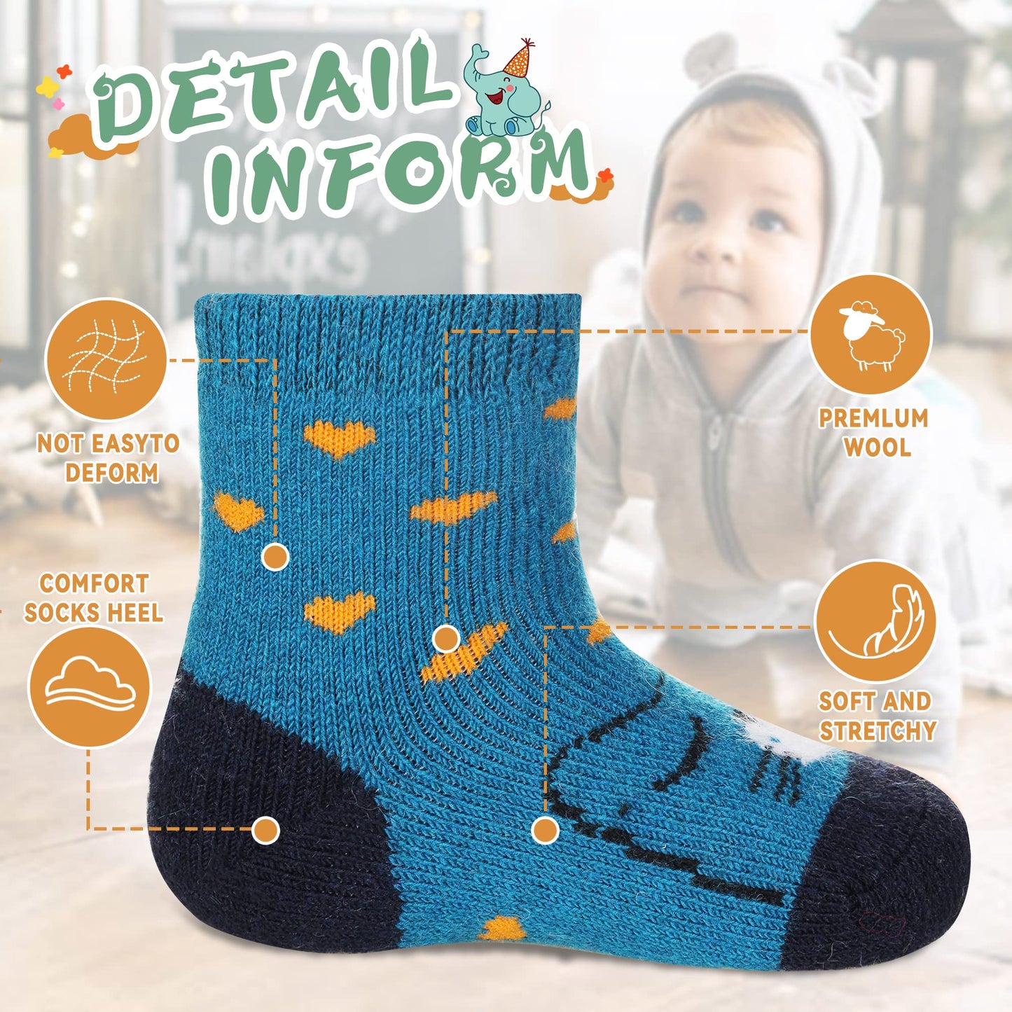 Eocom 6 Pairs Children's Wool Socks