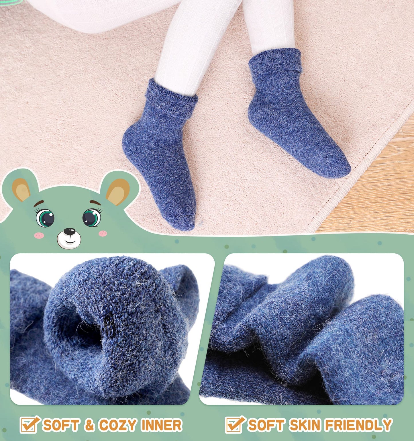 Eocom 6 Pairs Children's Wool Socks