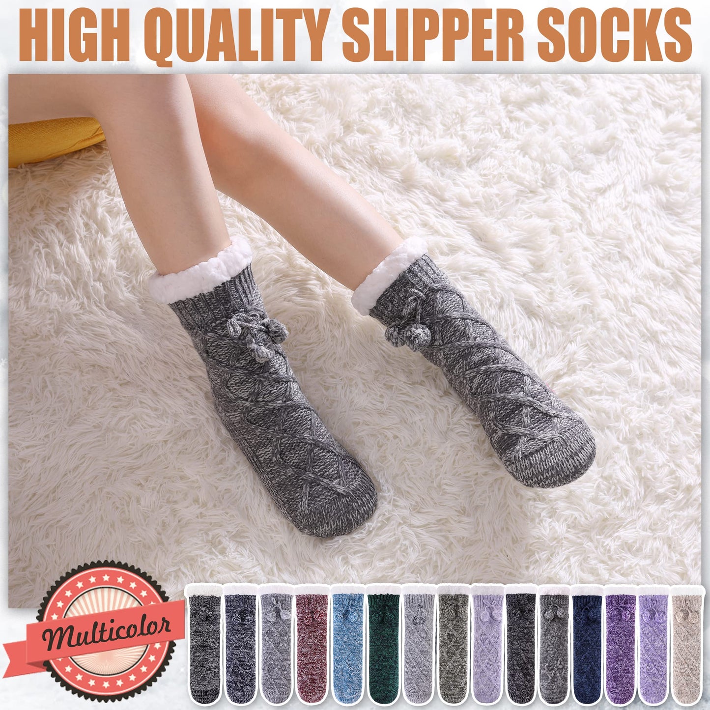 Yebing Warm Non Slip Slipper Socks