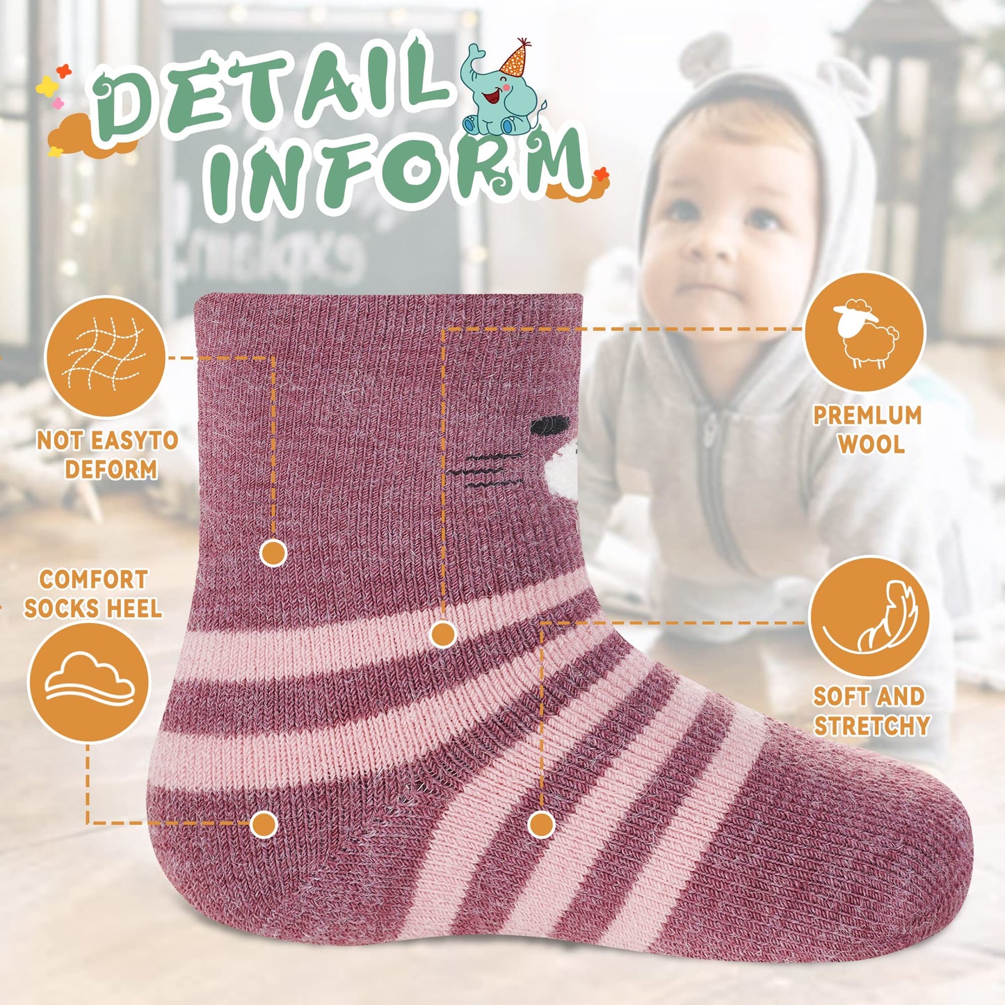 Eocom 6 Pairs Children's Wool Socks