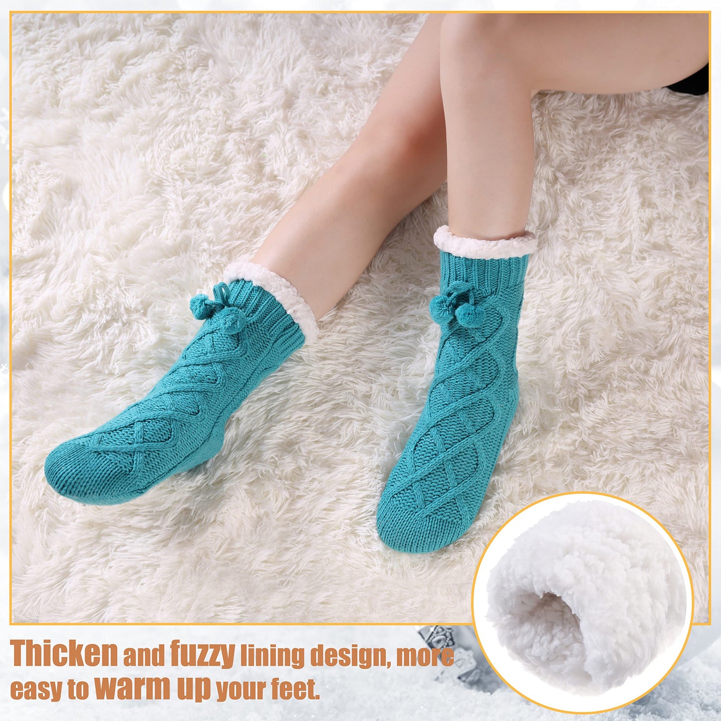 Yebing Warm Non Slip Slipper Socks