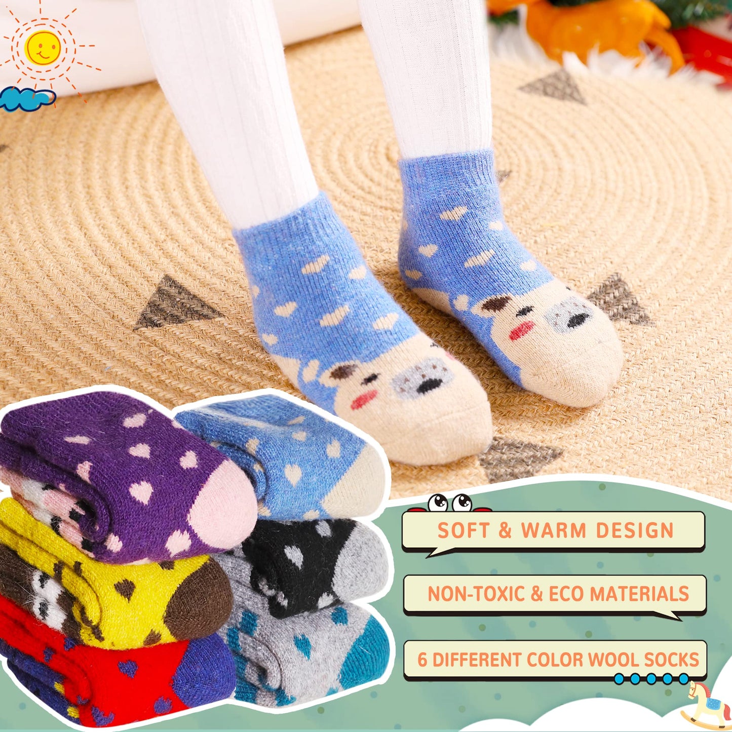 Eocom 6 Pairs Children's Wool Socks