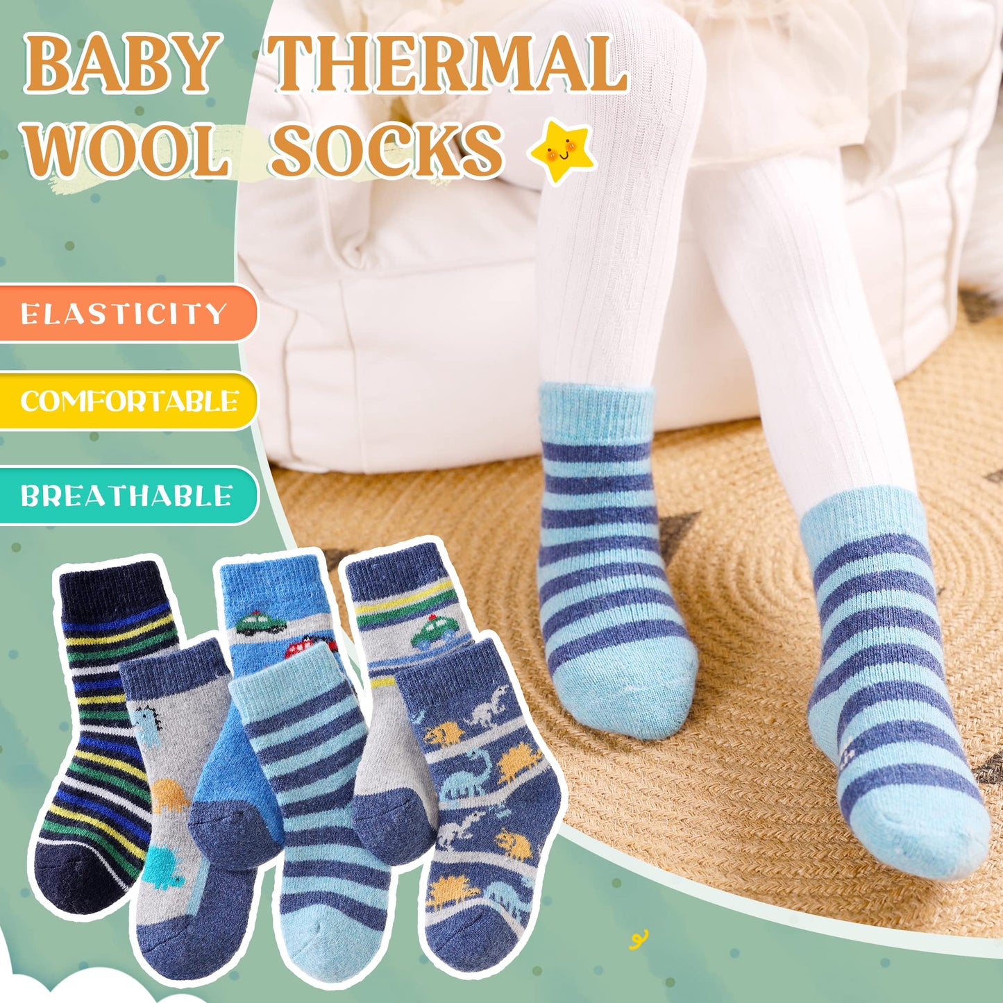 Eocom 6 Pairs Children's Wool Socks