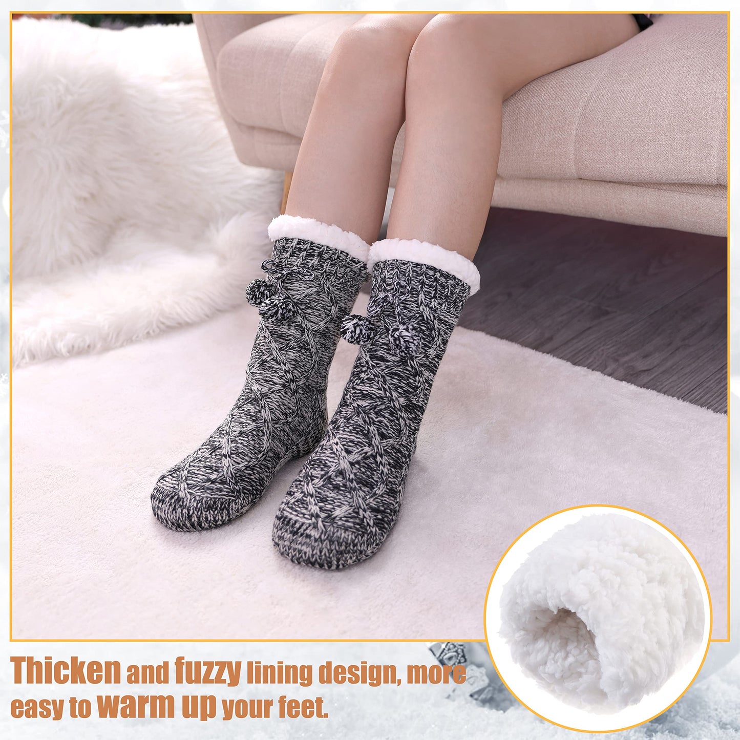 Yebing Warm Non Slip Slipper Socks